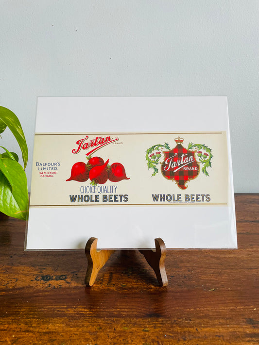 1930s Brand New Unused Canning Label - Tartan Brand Choice Quality Whole Beets  - Balfours Limited Hamilton, Canada #1