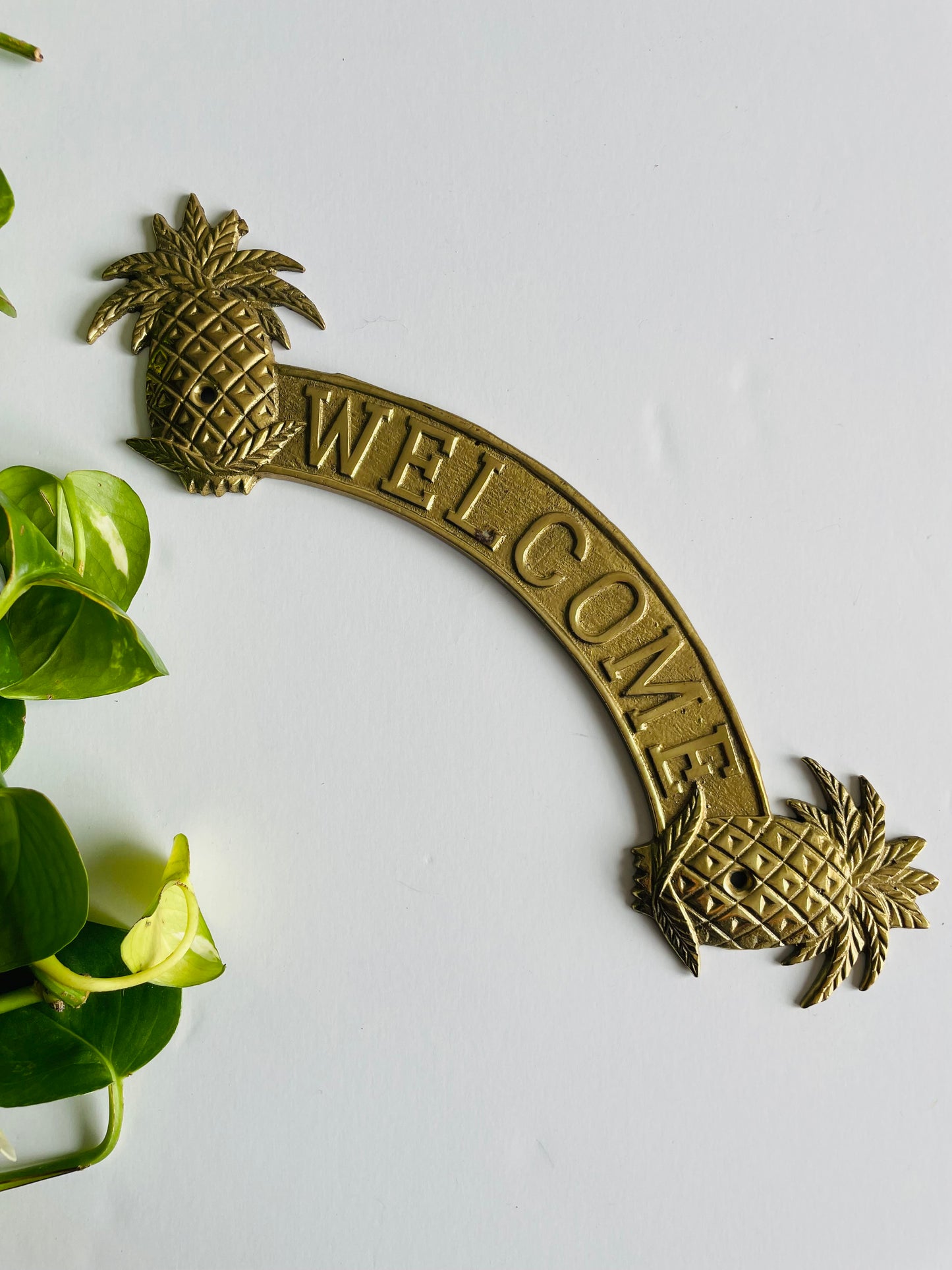 Pineapple Brass Welcome Plate Sign - Bombay Company