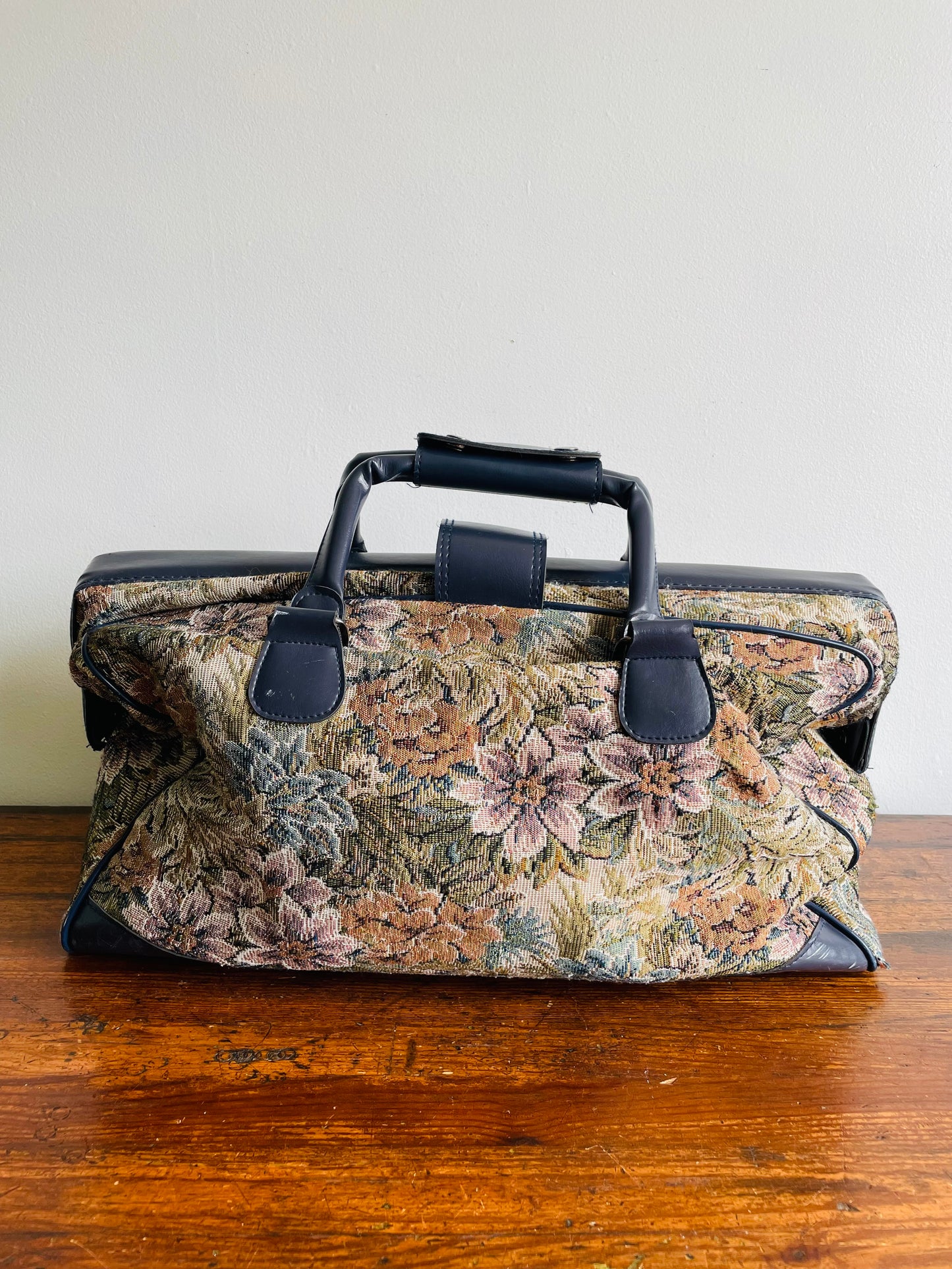 Allasandro Weekender Carry-On Bag or Overnight Duffel with Floral Tapestry Fabric - Made in Taiwan