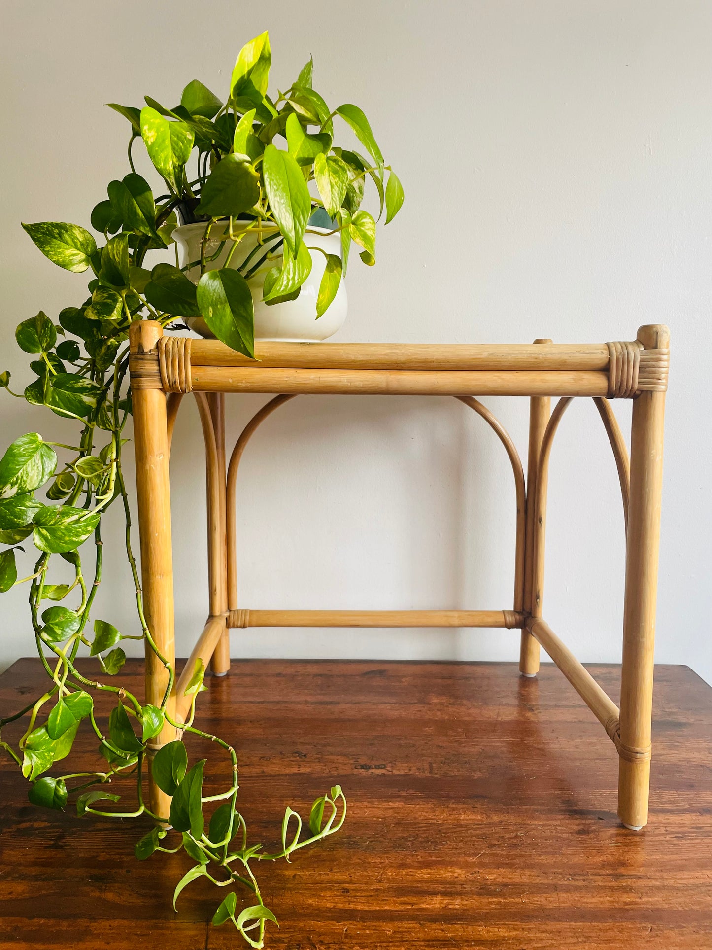 Rattan Wood Side Table