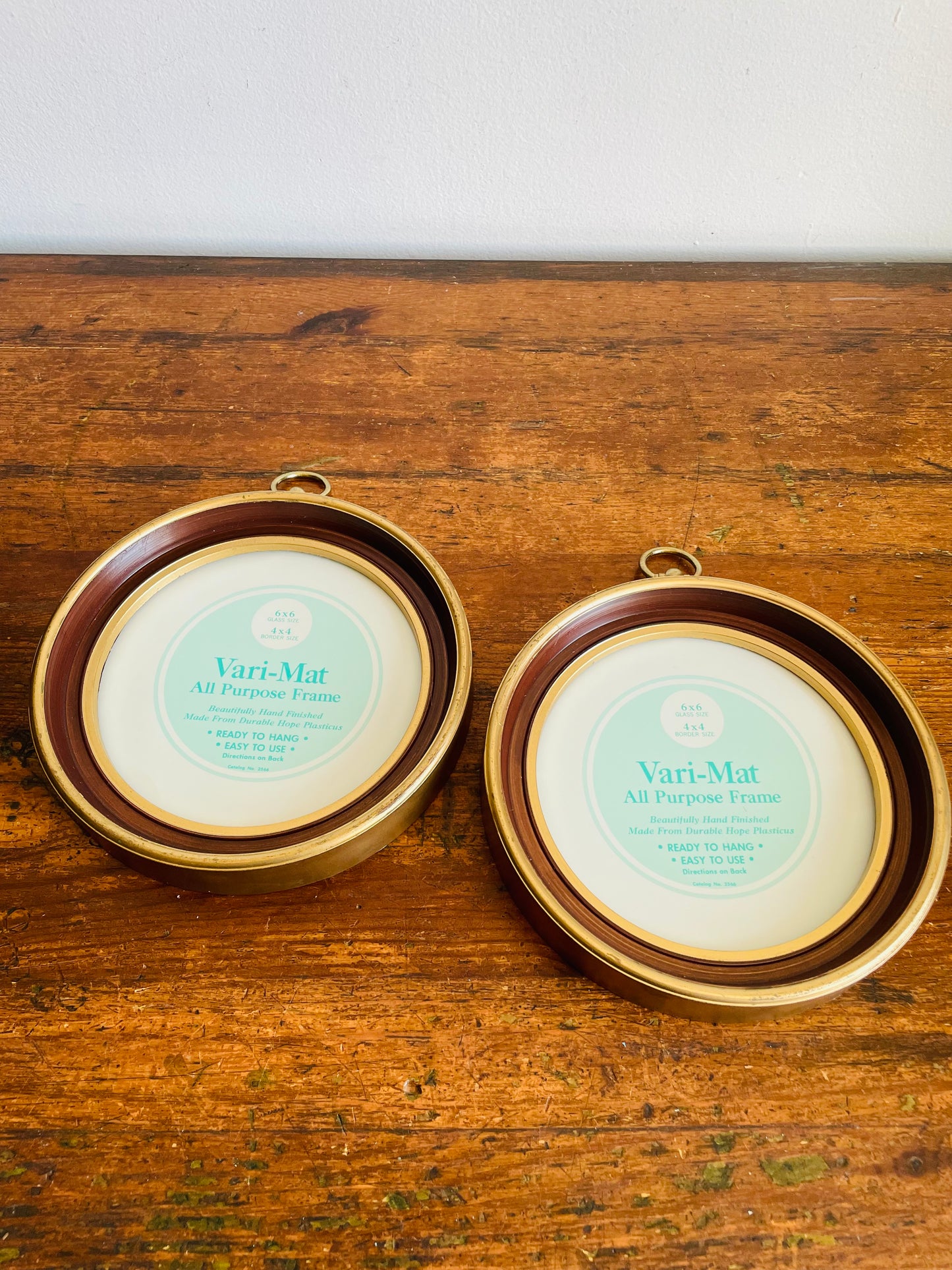 Vintage Round Gold & Brown Vari-Mat All Purpose Picture Frames - Hope Picture & Frame Co. Michigan - Set of 2