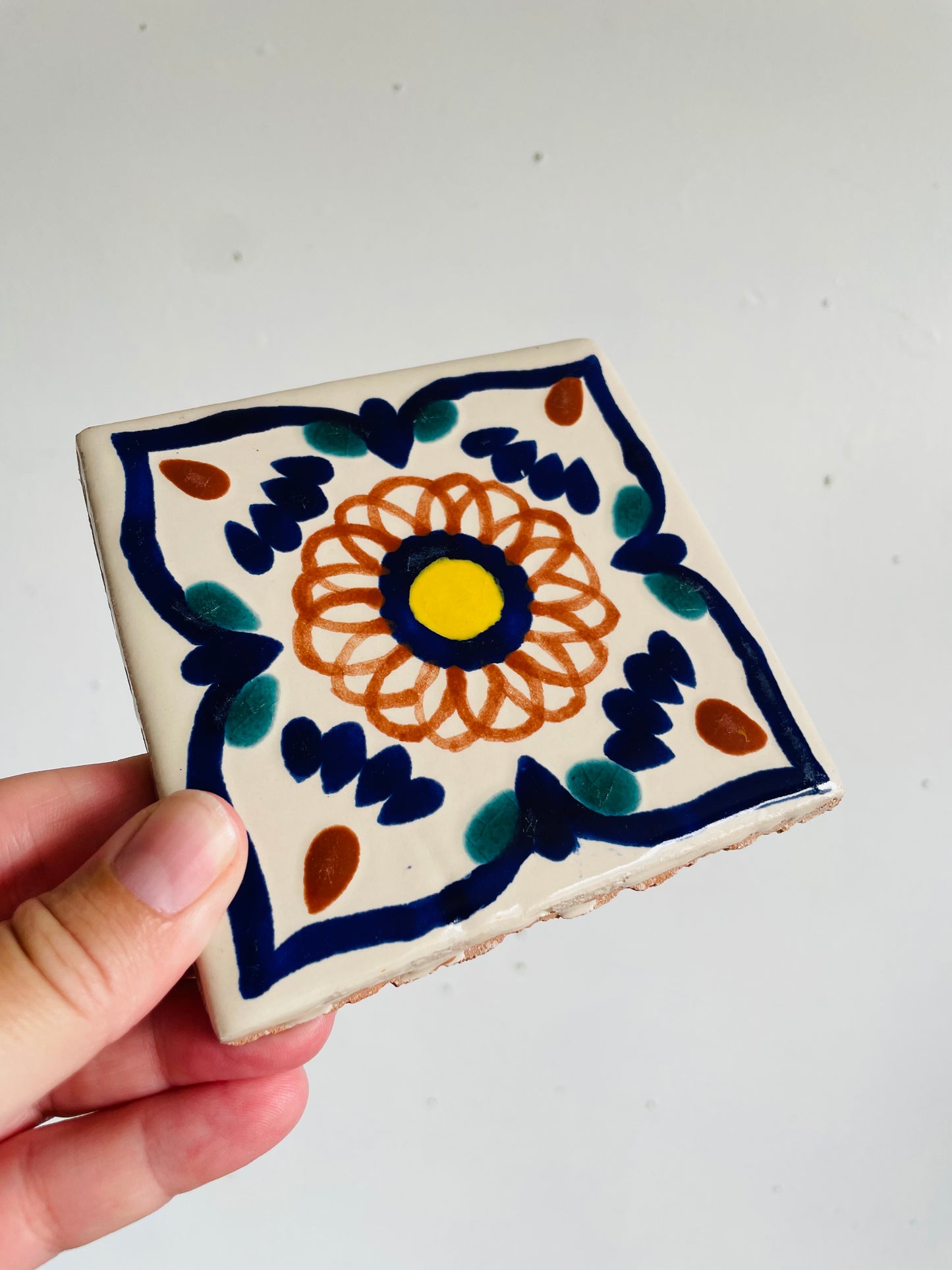Vintage Hand Painted & Signed Mexican Tiles - Coasters or Art Project - Set of 4