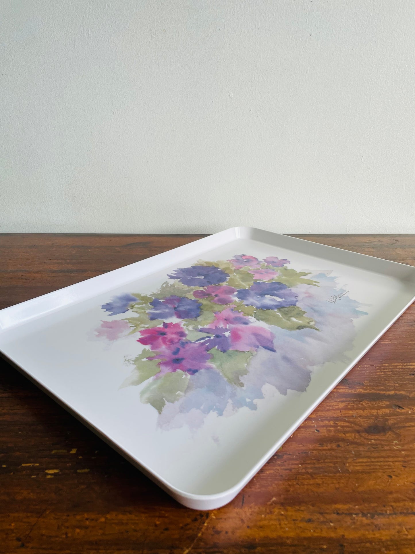 Melplus by R2S Melamine Decorative or Serving Tray with Watercolour Flower Design - Made in Italy #1