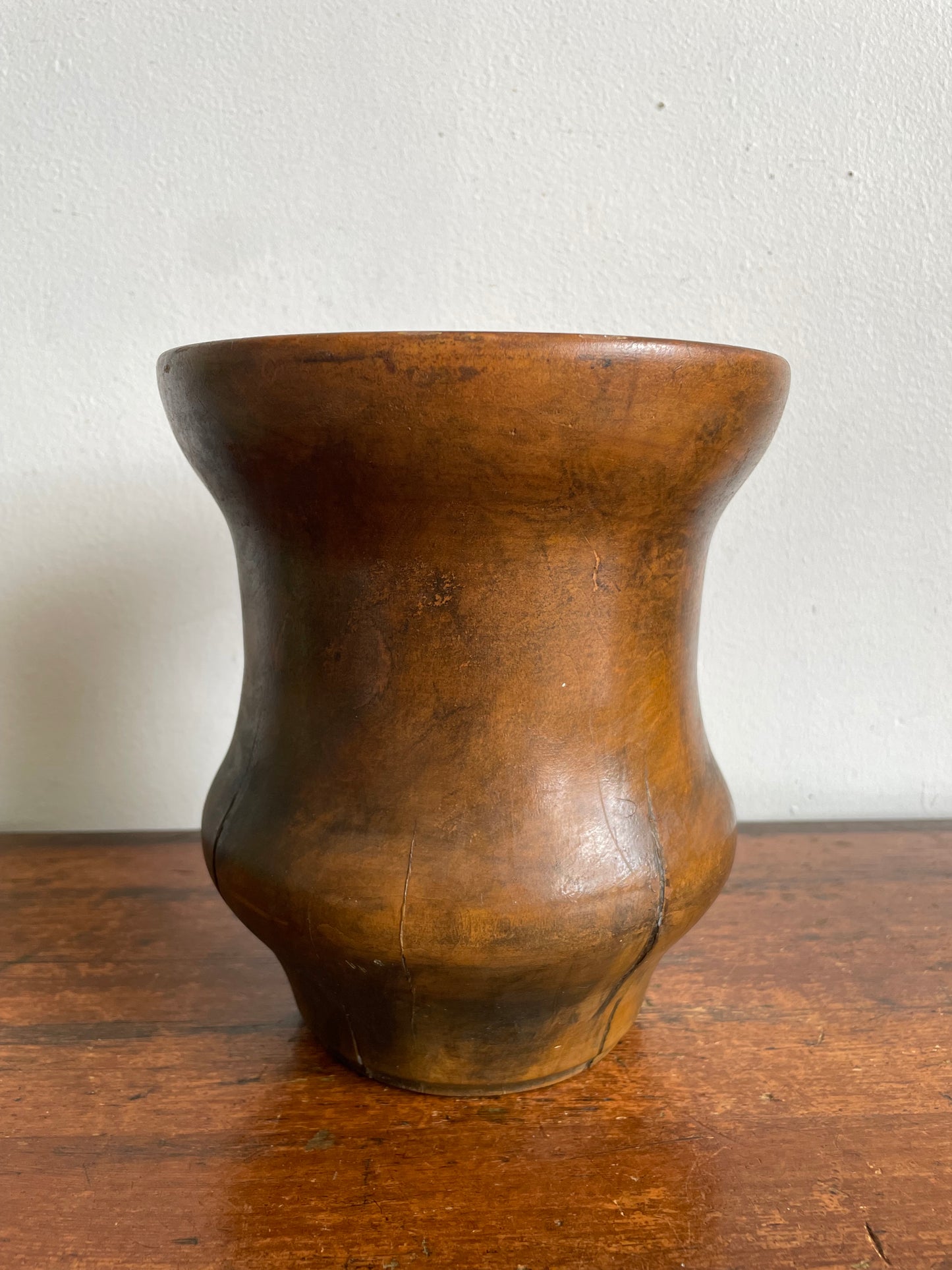 Vintage Handmade Wood Turned Vase - Made from a Single Piece of Wood