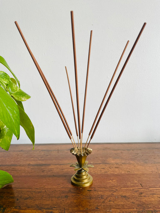 Brass Pedestal Flower Incense Burner