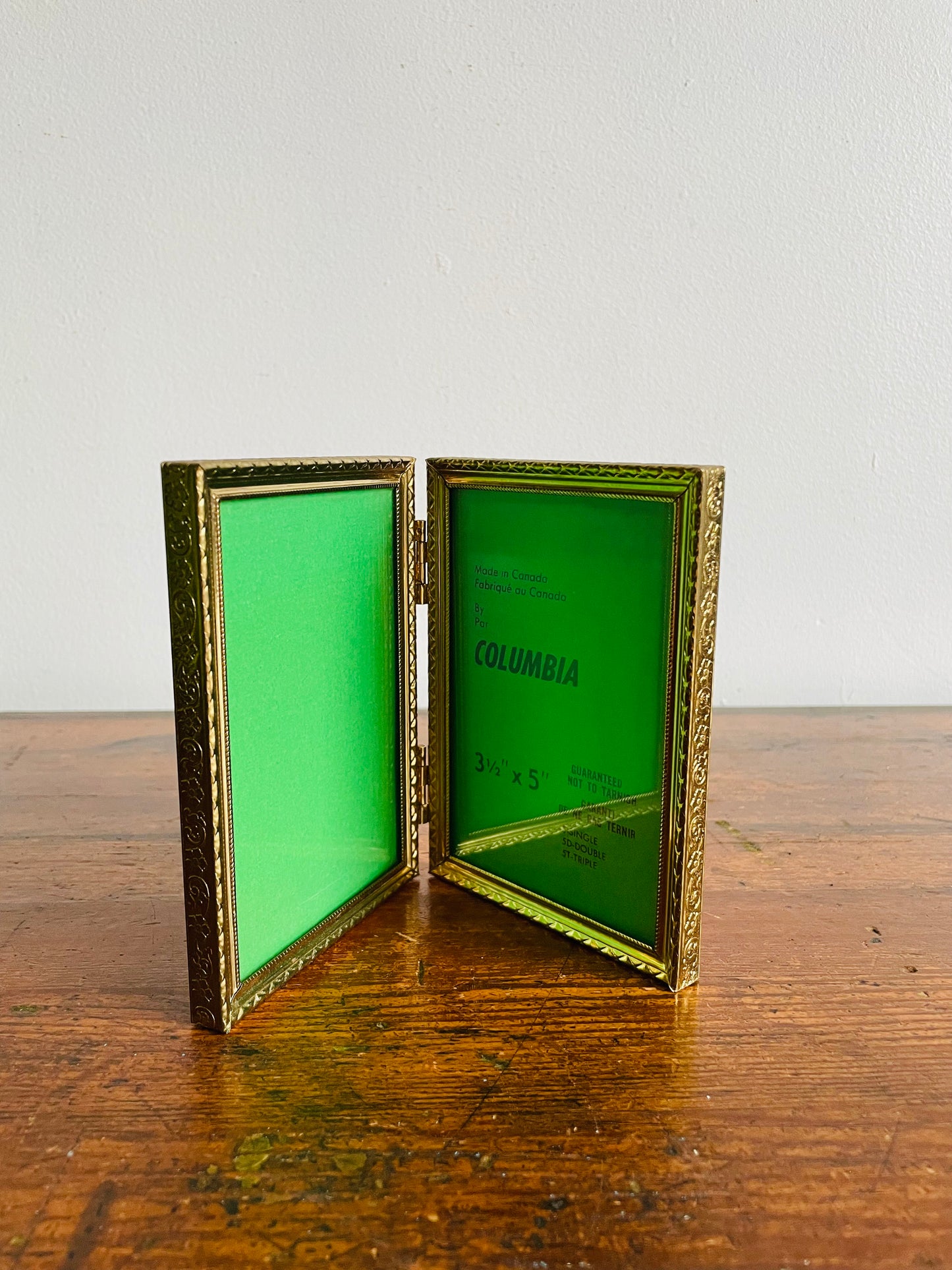 Columbia Brass Hinged Double Photo Frame - 3.5" x 5" - Made in Canada