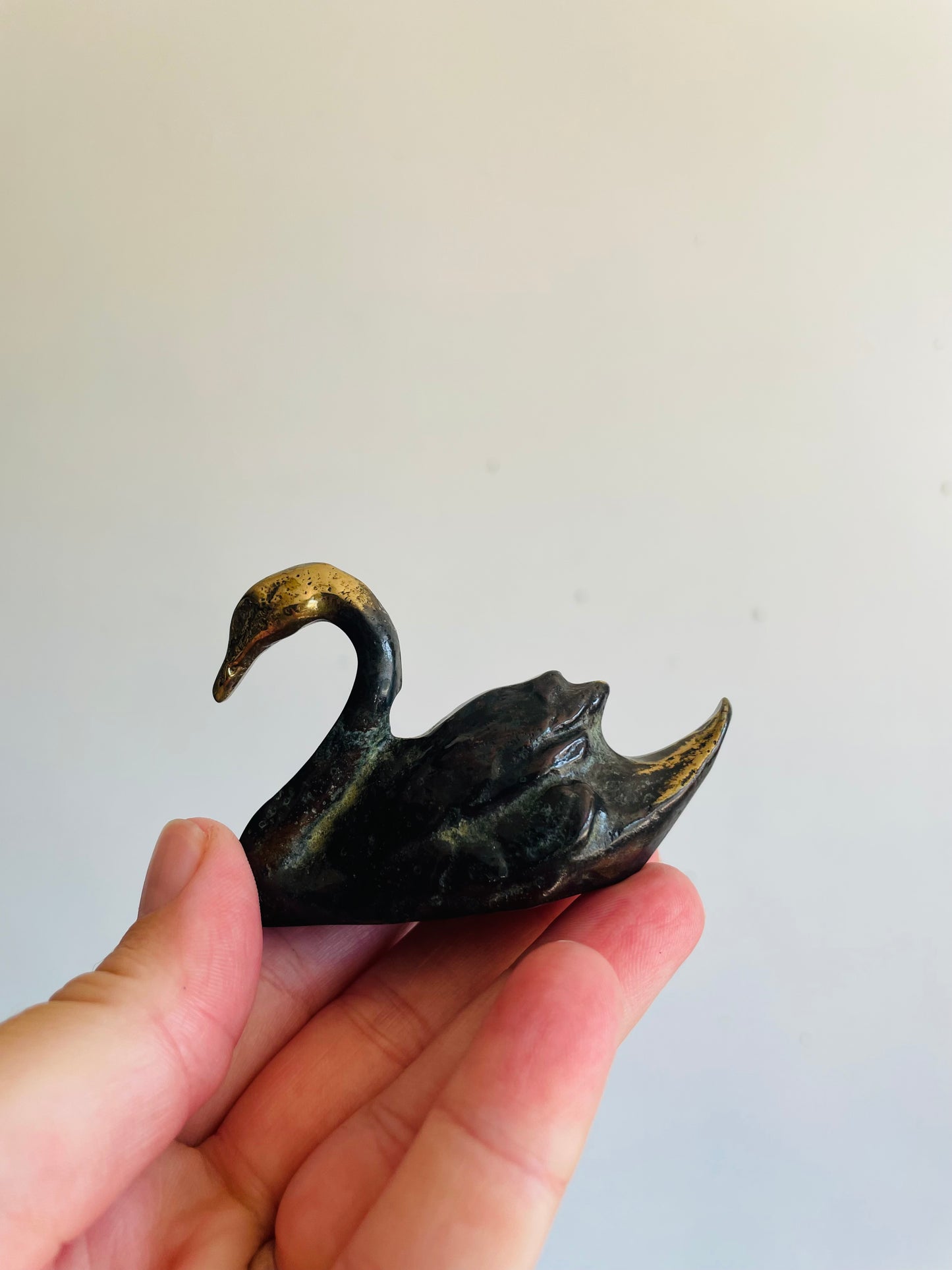 Vintage Scott Nelles Cast Bronze Swan Bird Figurine - Could be Used as a Ring Holder