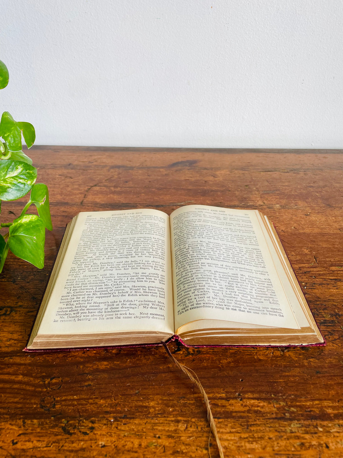 Antique Early 1900s Dombey And Son Leather Bound Book by Charles Dickens - Collins Clear-Type Press
