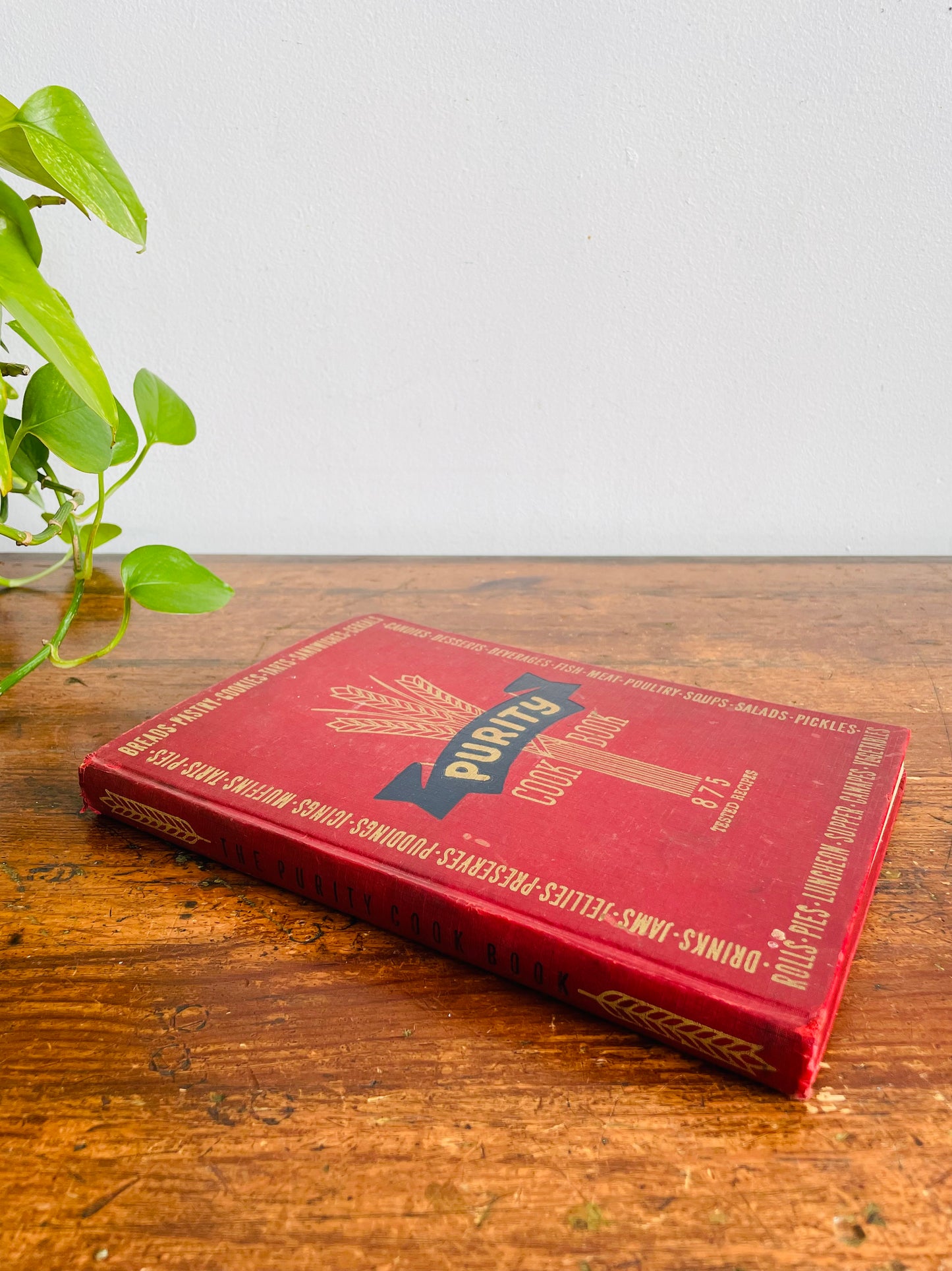 Vintage Purity Cookbook by Purity Flour Mills - Red Hardcover Book - 875 Tested Recipes (1945) Revised Wartime Ration Edition for WW2