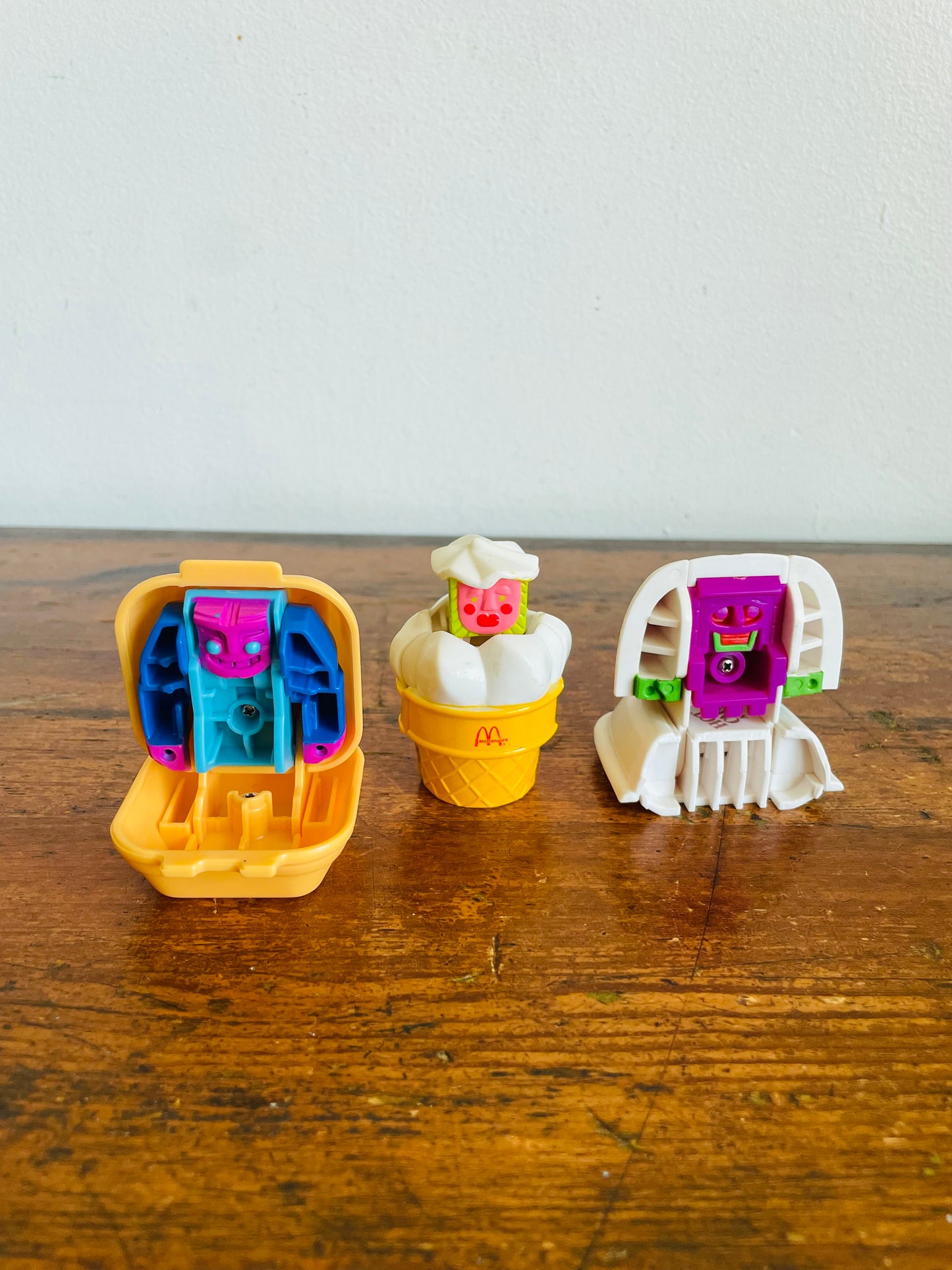 Vintage 1988 McDonald's Happy Meal Toy Bundle - Changeables Transformers - Hot Cakes & Sausage, Ice Cream & Quarter Pounder with Cheese - Set of 3