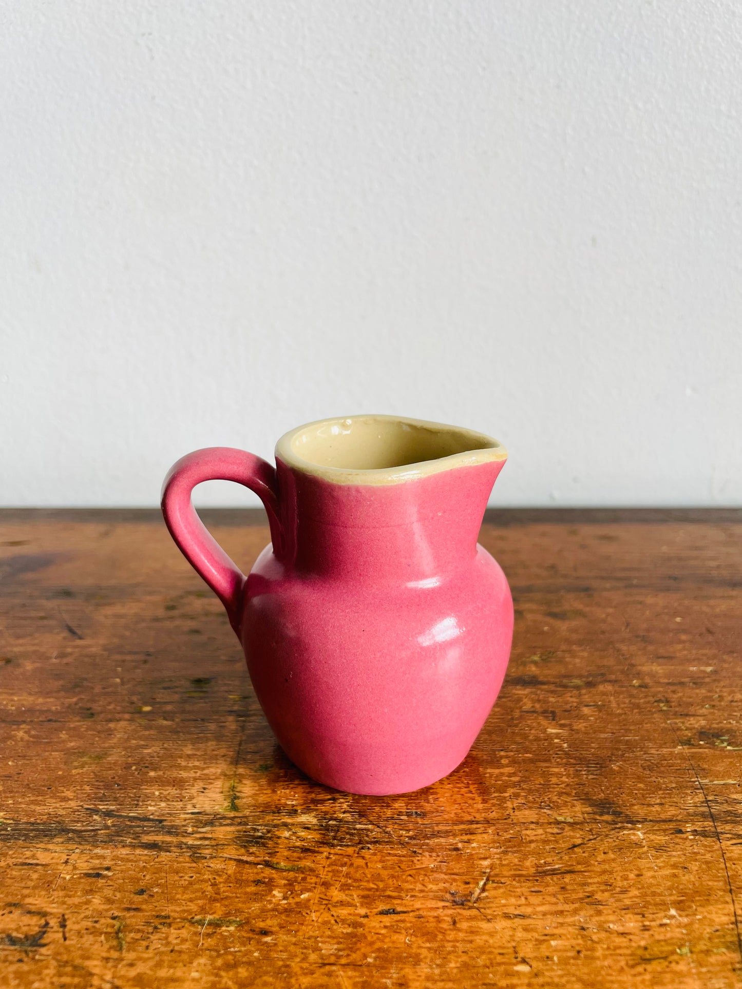 Vintage Mauve Pink Buchan Portobello Scotland Stoneware Pottery Miniature Creamer Pitcher Jug or Bud Vase with Handle