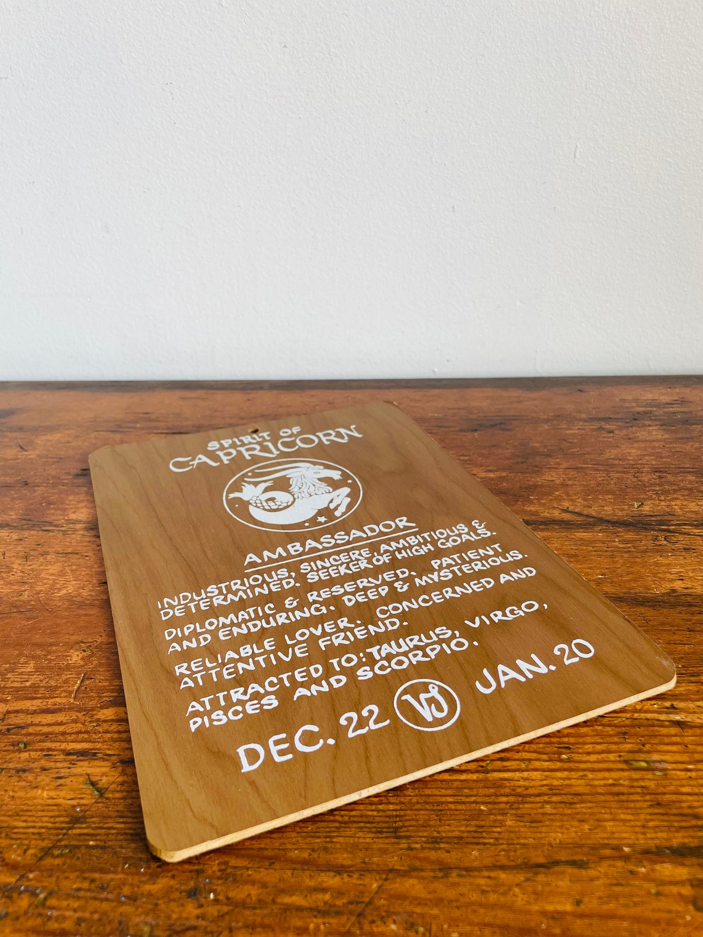 Spirit of Capricorn Zodiac Astrology Wood Wall Hanging Picture Plaque