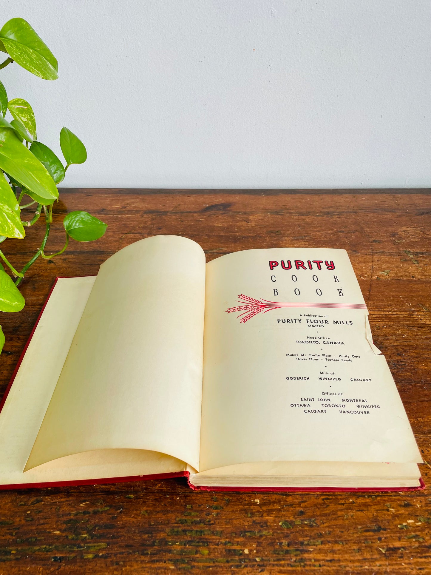 Vintage Purity Cookbook by Purity Flour Mills - Red Hardcover Book - 875 Tested Recipes (1945) Revised Wartime Ration Edition for WW2