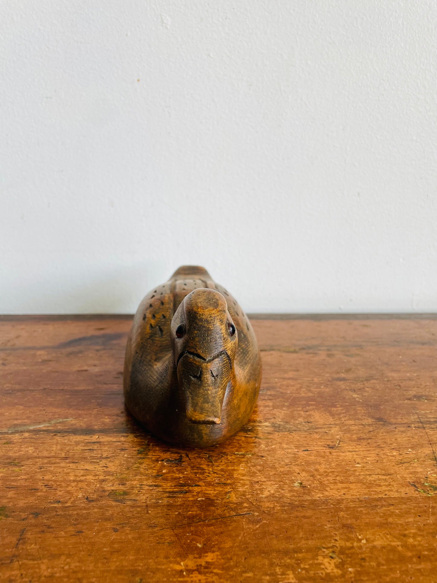 Vintage 1989 Wood Duck Decoy Bird Figurine - Artist Signed