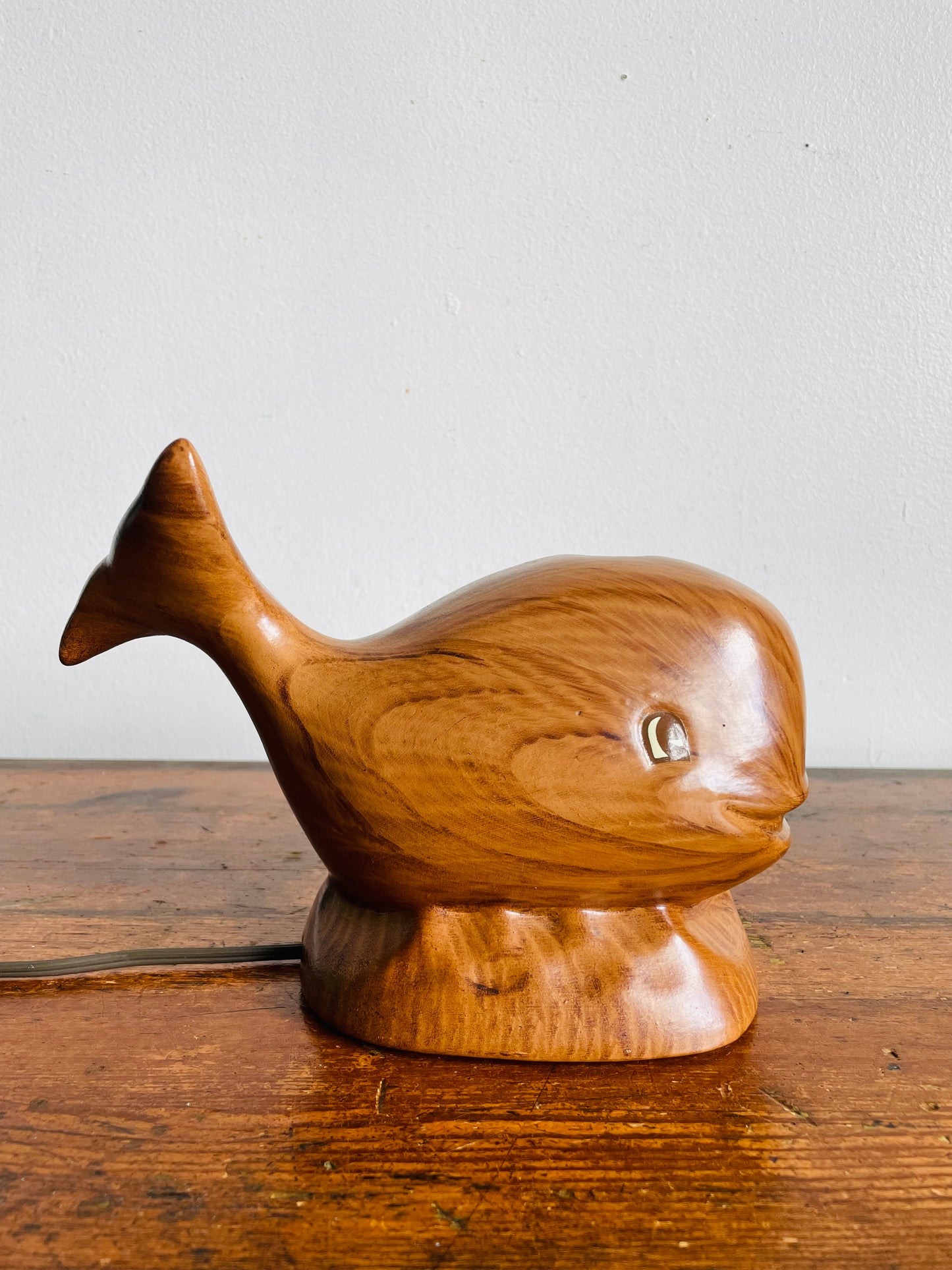 Vintage Ceramic Happy Smiling Whale Nightlight Lamp - You'll Have a Whale of a Time With This One!