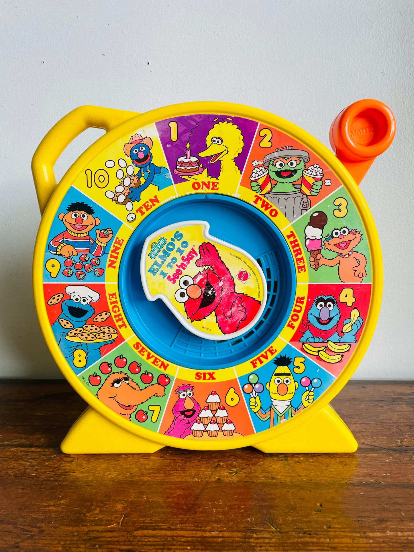 Vintage 1989 Mattel CTW Sesame Street Muppets Elmo's 1 to 10 See 'n Say Toy - Tested/Works!