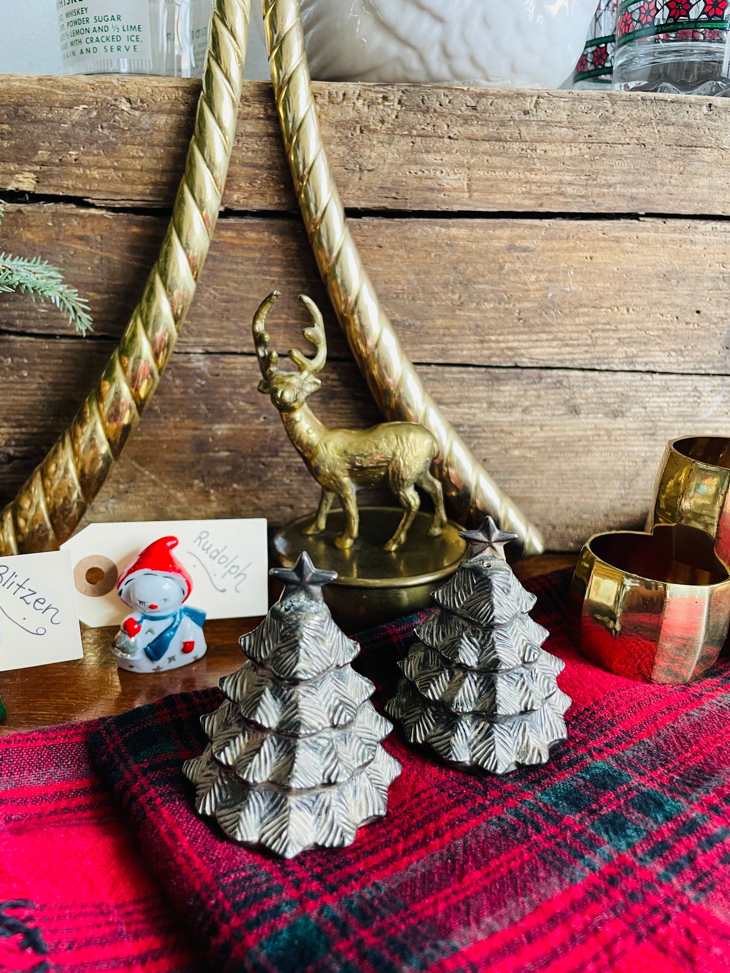 Solid Brass Reindeer on Pedestal