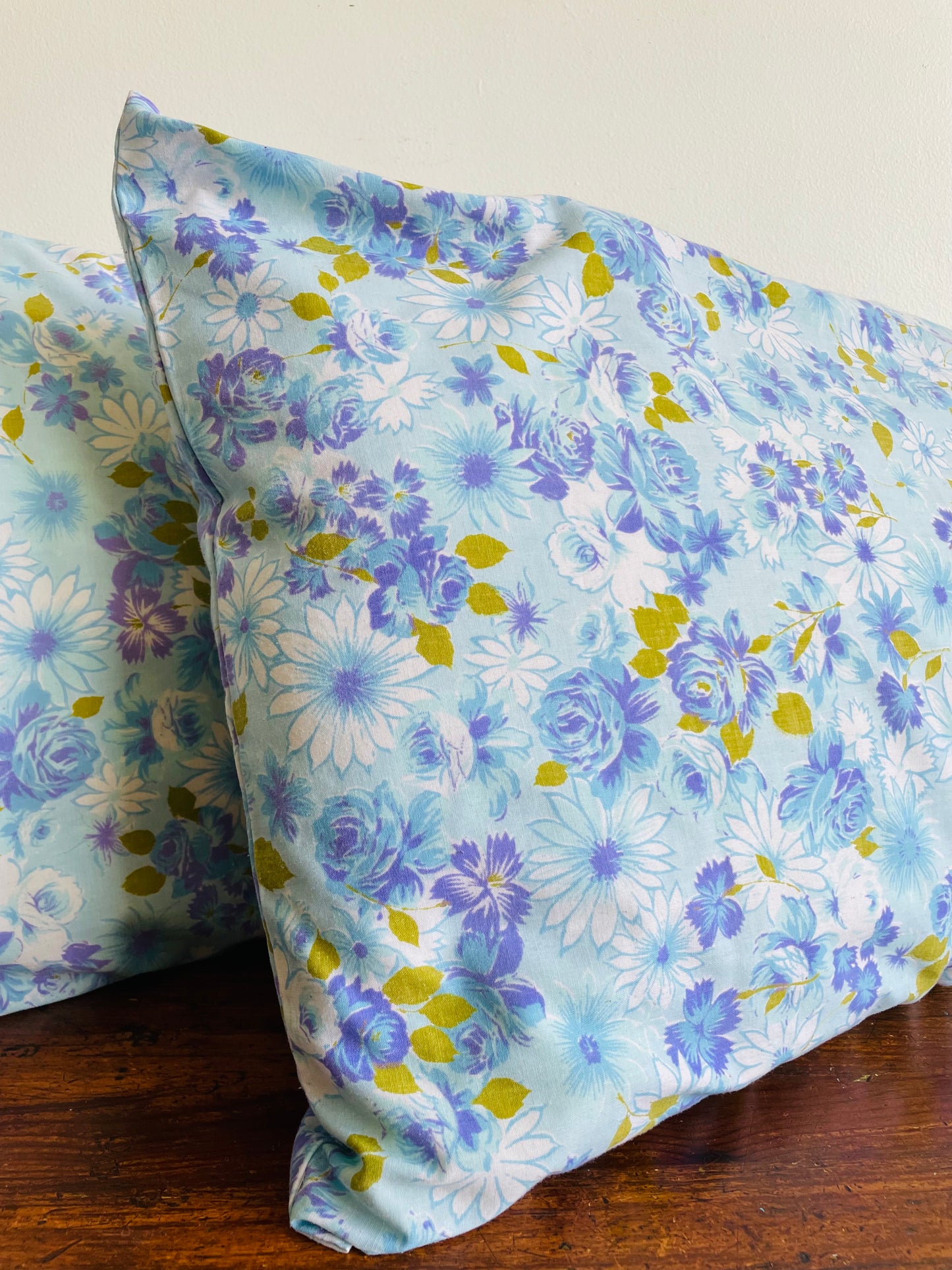 Blue & Purple Flower Pillowcases - Set of 2