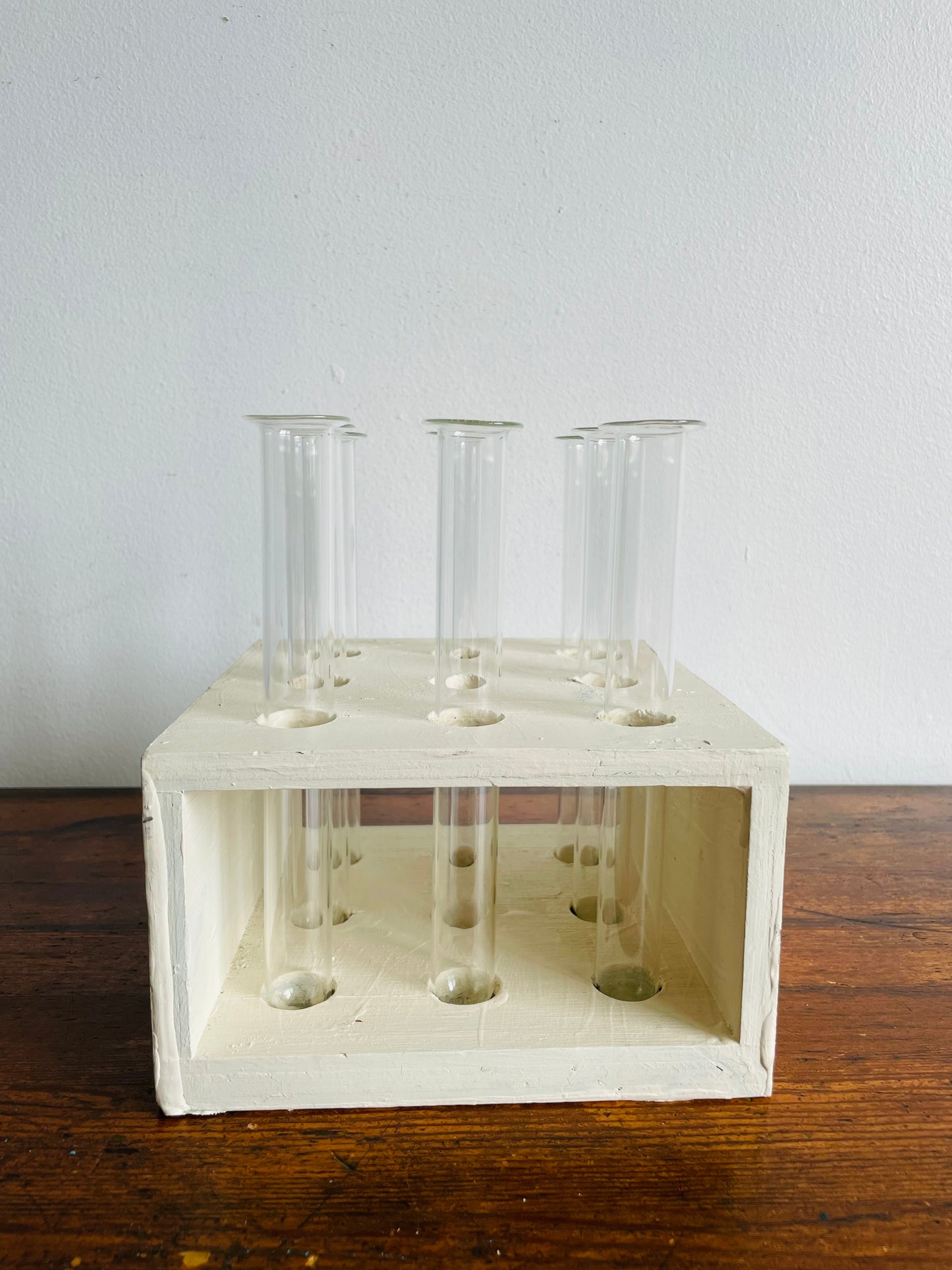 Handmade Wood Propagation Station with 8 Glass Test Tube Inserts