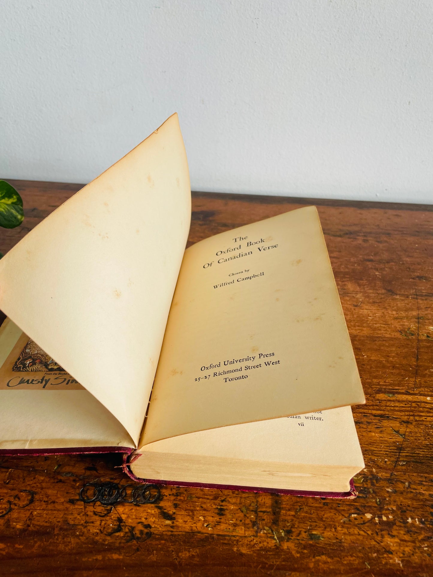 Vintage The Oxford Book of Canadian Verse Chosen by Wilfred Campbell Hardcover Book (1913?)