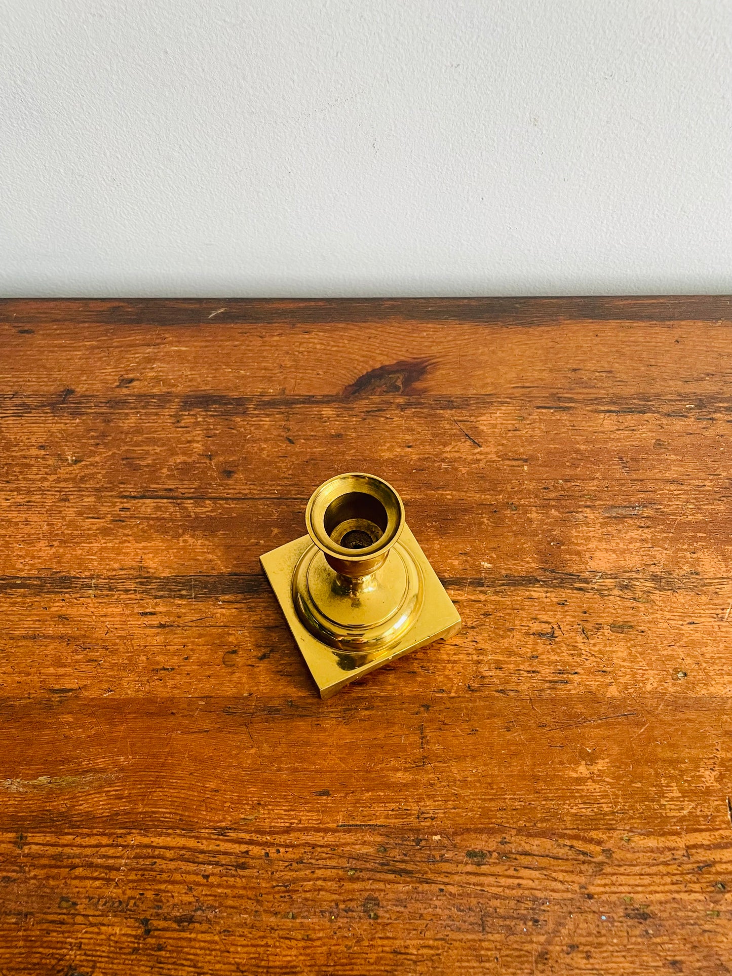 Solid Brass Square Base Candlestick Holder