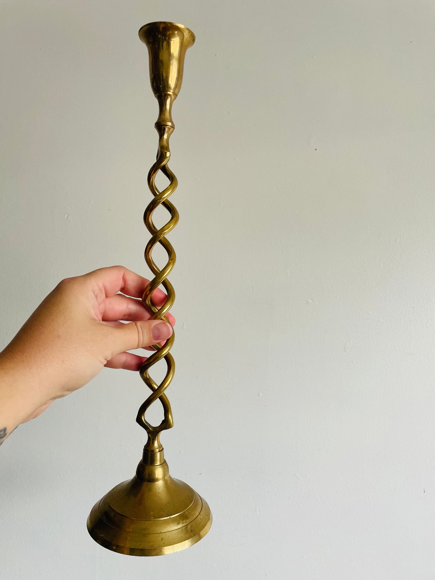 Tall Brass Spiral 15.25" Candle Holder