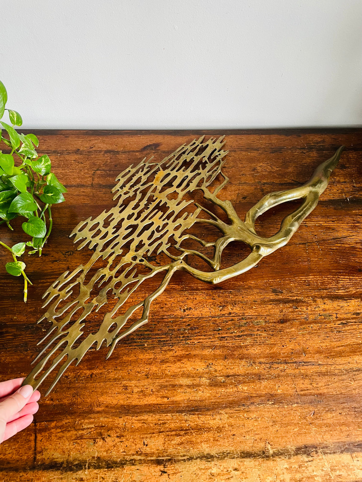 Vintage Mid-Century Modern Solid Brass Tree Wall Hanging Art - No Shipping