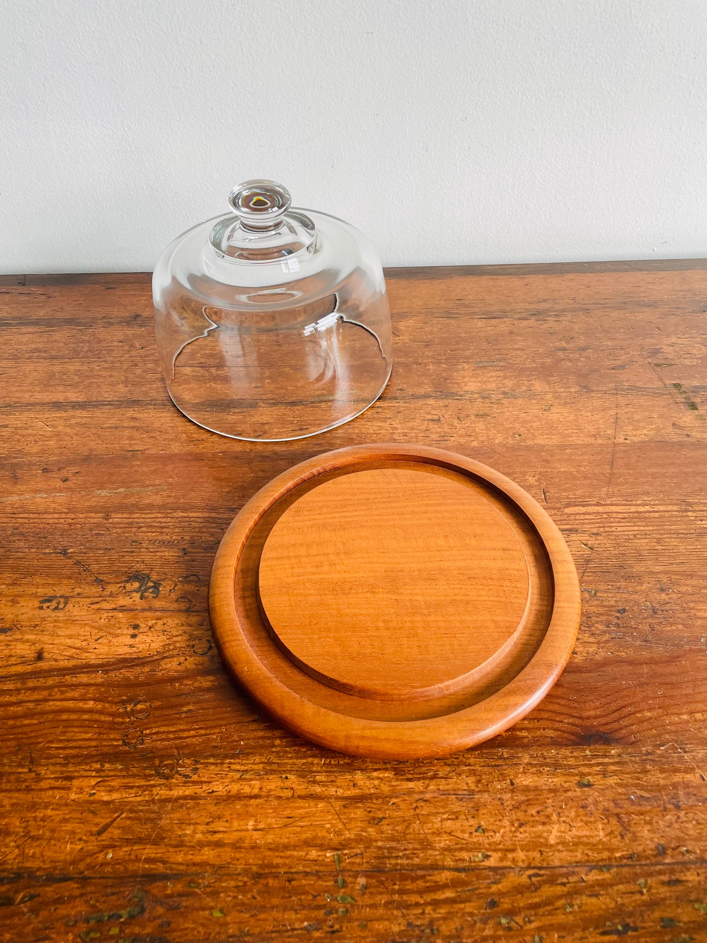 Original Thai Teak Wood Cheese Board Cloche Serving Platter