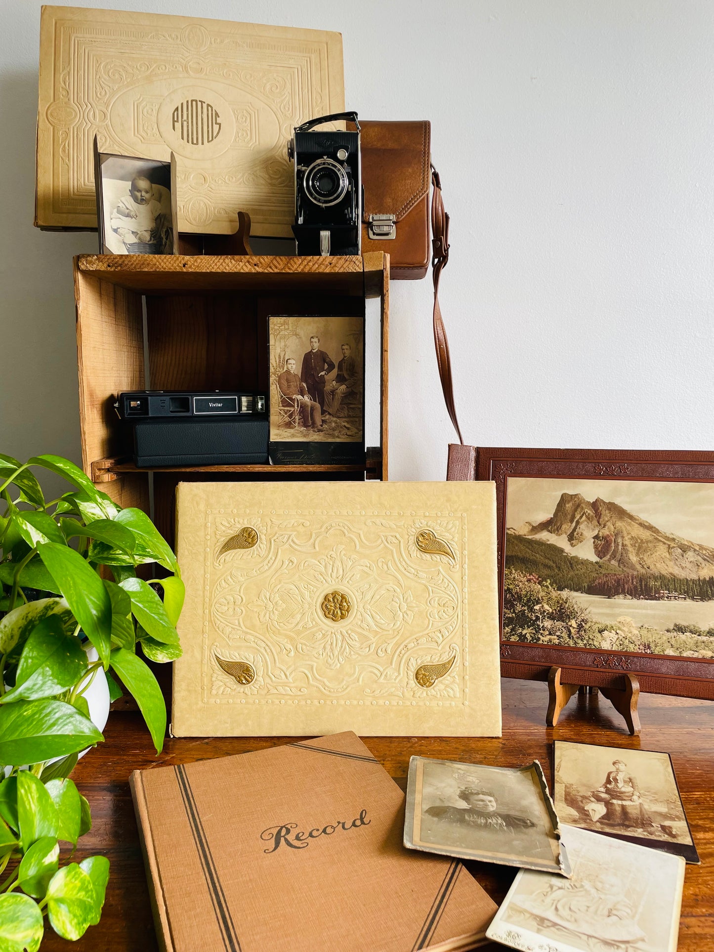 Antique Portrait Picture of Baby in Cardboard Folder