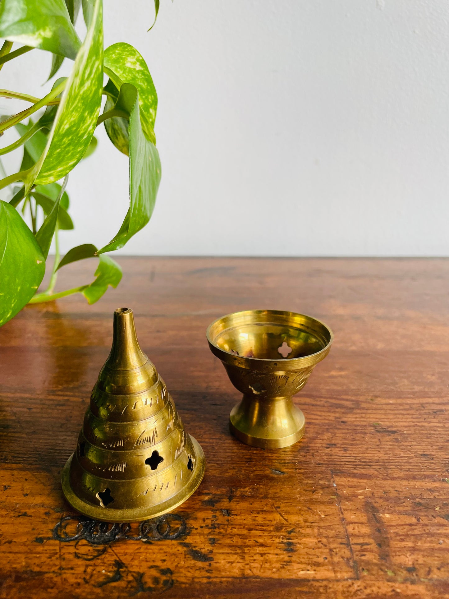 Solid Brass Beehive Shaped Incense Burner with Lid