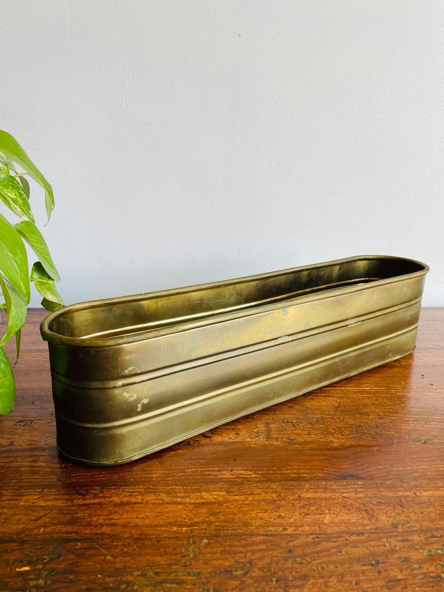 Long Brass Windowsill Trough Planter - Made In India