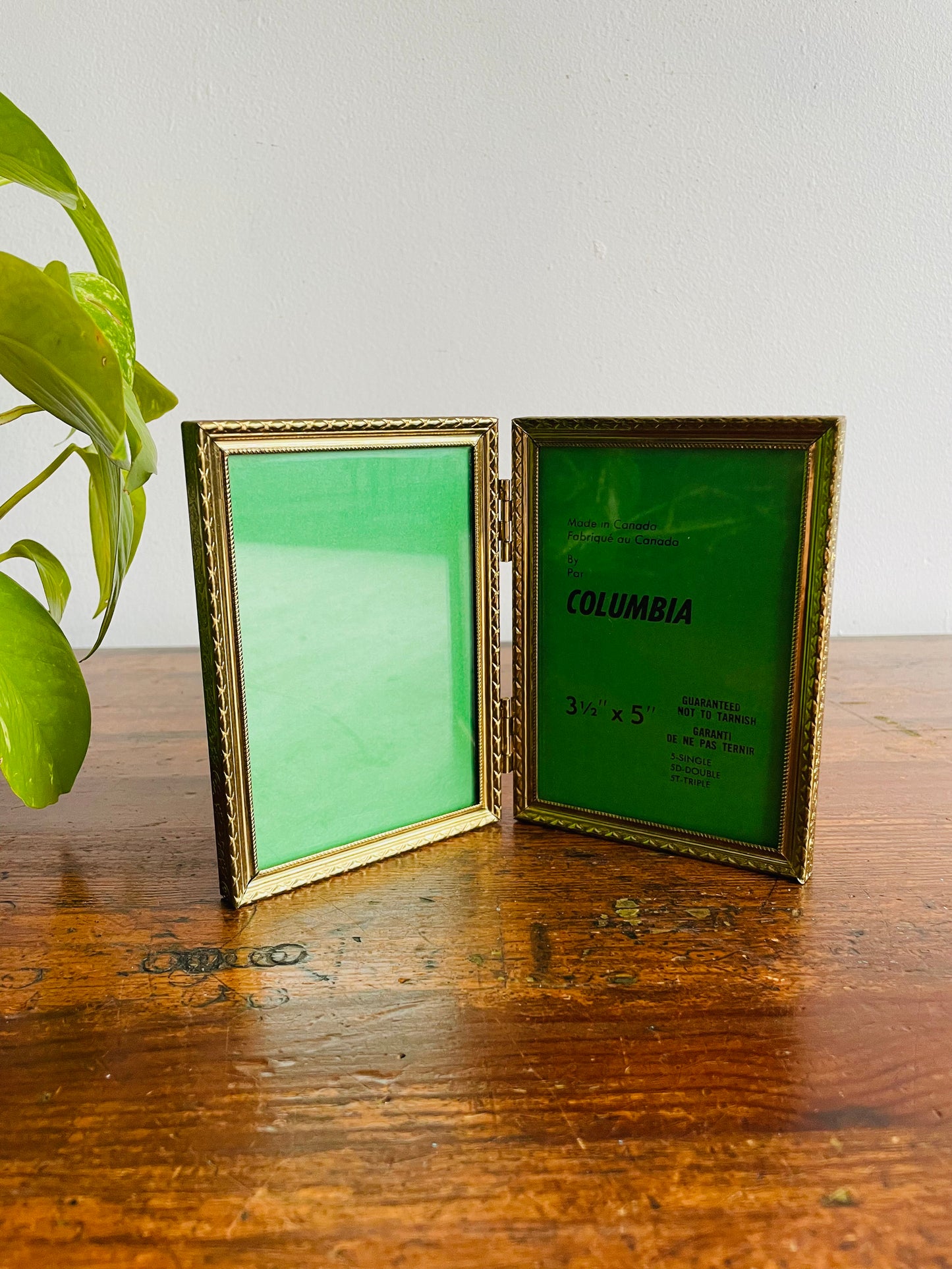 Columbia Brass Hinged Double Photo Frame - 3.5" x 5" - Made in Canada