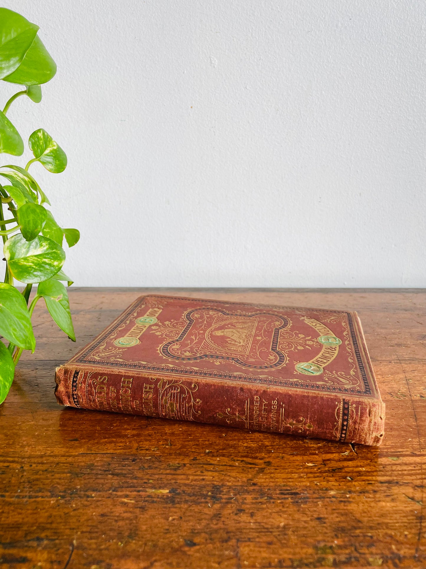 Vintage 1940s Child's Book of French & English Embossed Hardcover Book - Illustrated with 150 Engravings