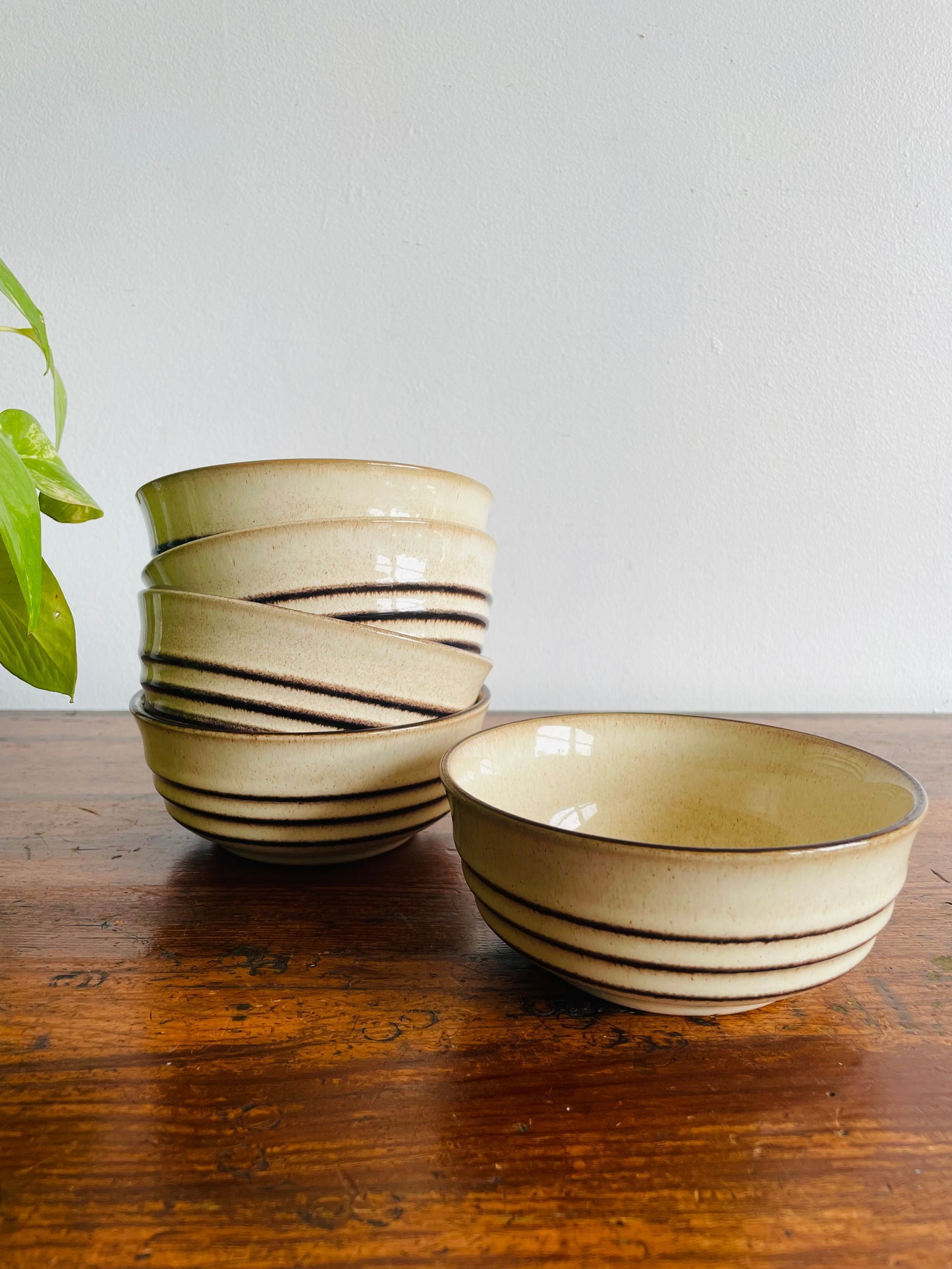 Denby Sahara Speckled Cream & Brown Soup or Cereal Bowls - Made in England - Set of 5