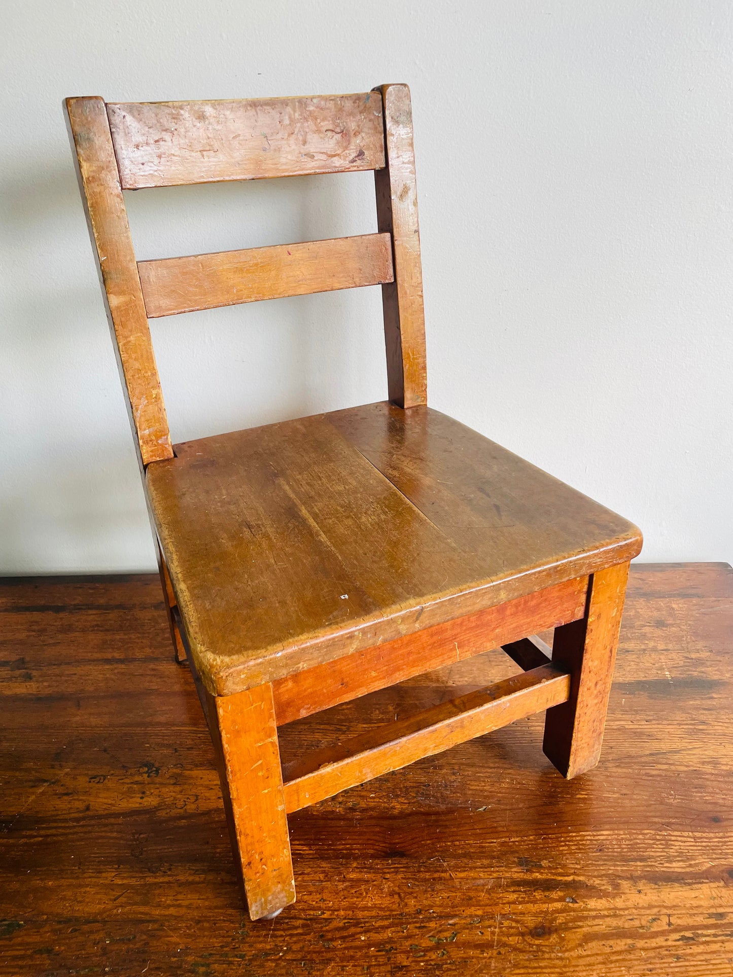 Child Sized Solid Wood School Desk Chair - Also Makes a Great Plant Stand or Porch Display Chair!