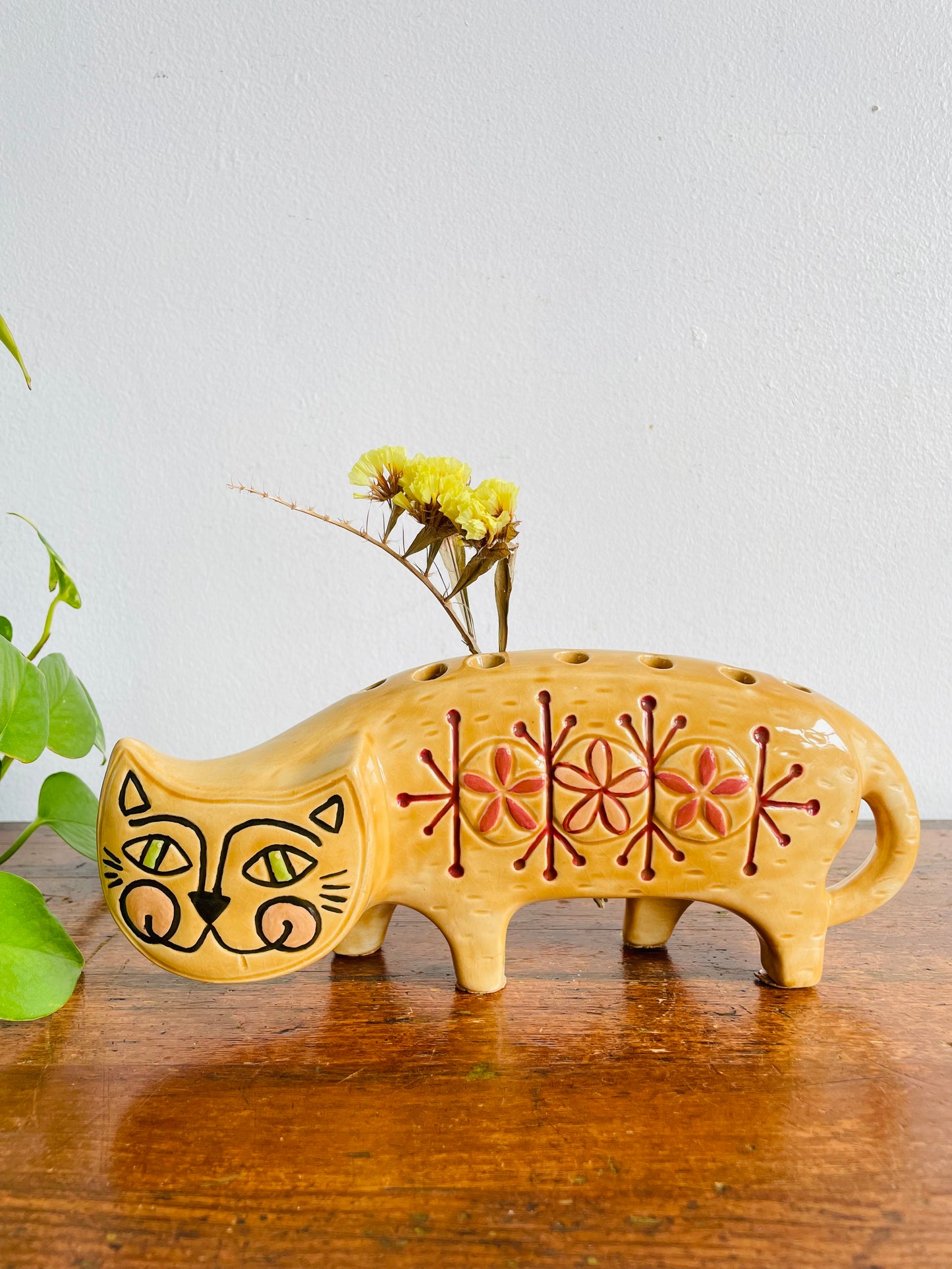 Vintage 1960s Super Fun Ceramic Cat Holder - Lisa Larson Style - Holds Pencils, Paintbrushes, Bud Vase, Etc.