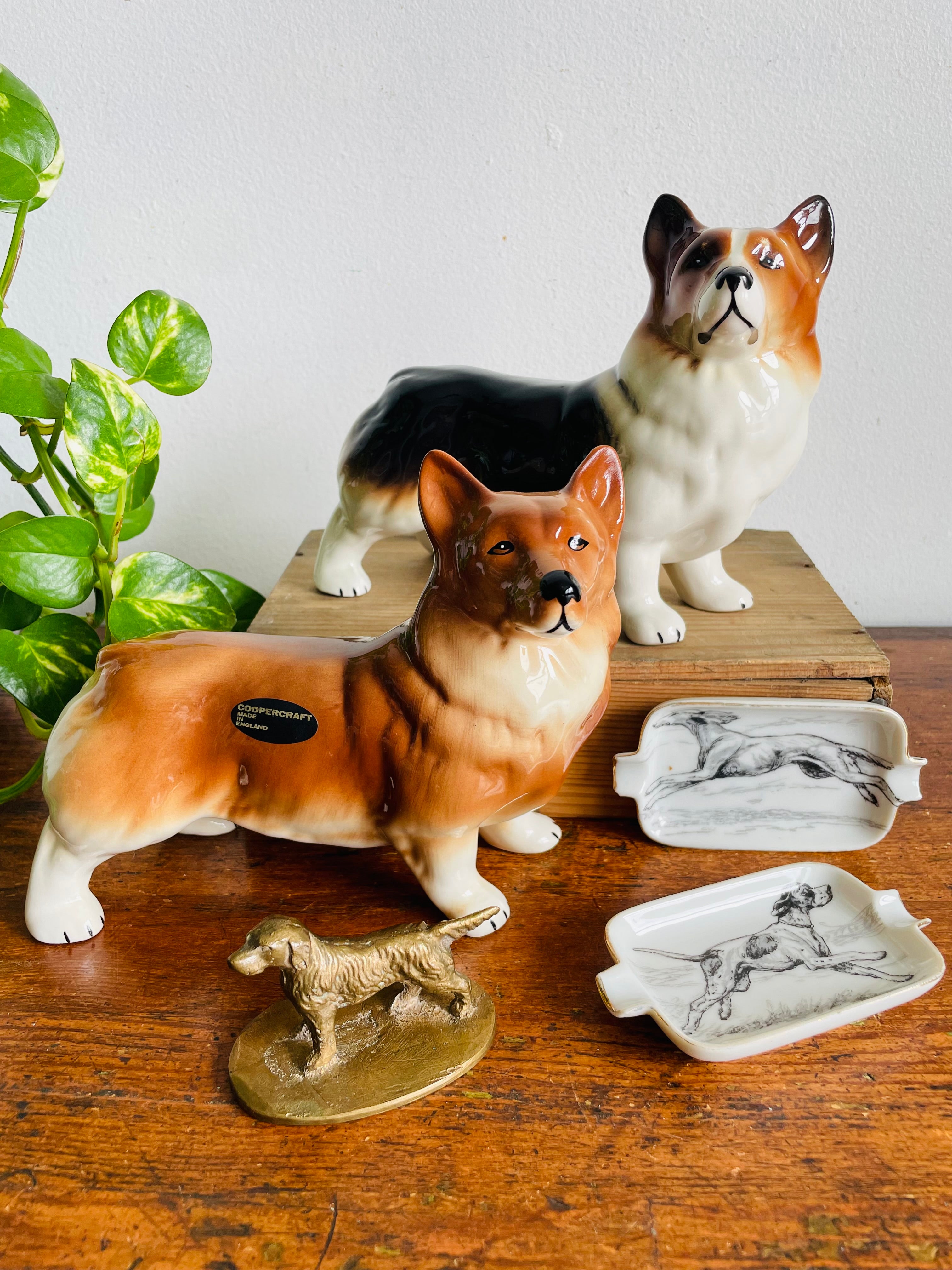 Vintage Coopercraft Pembroke Welsh Corgi Dog Figurine - Black