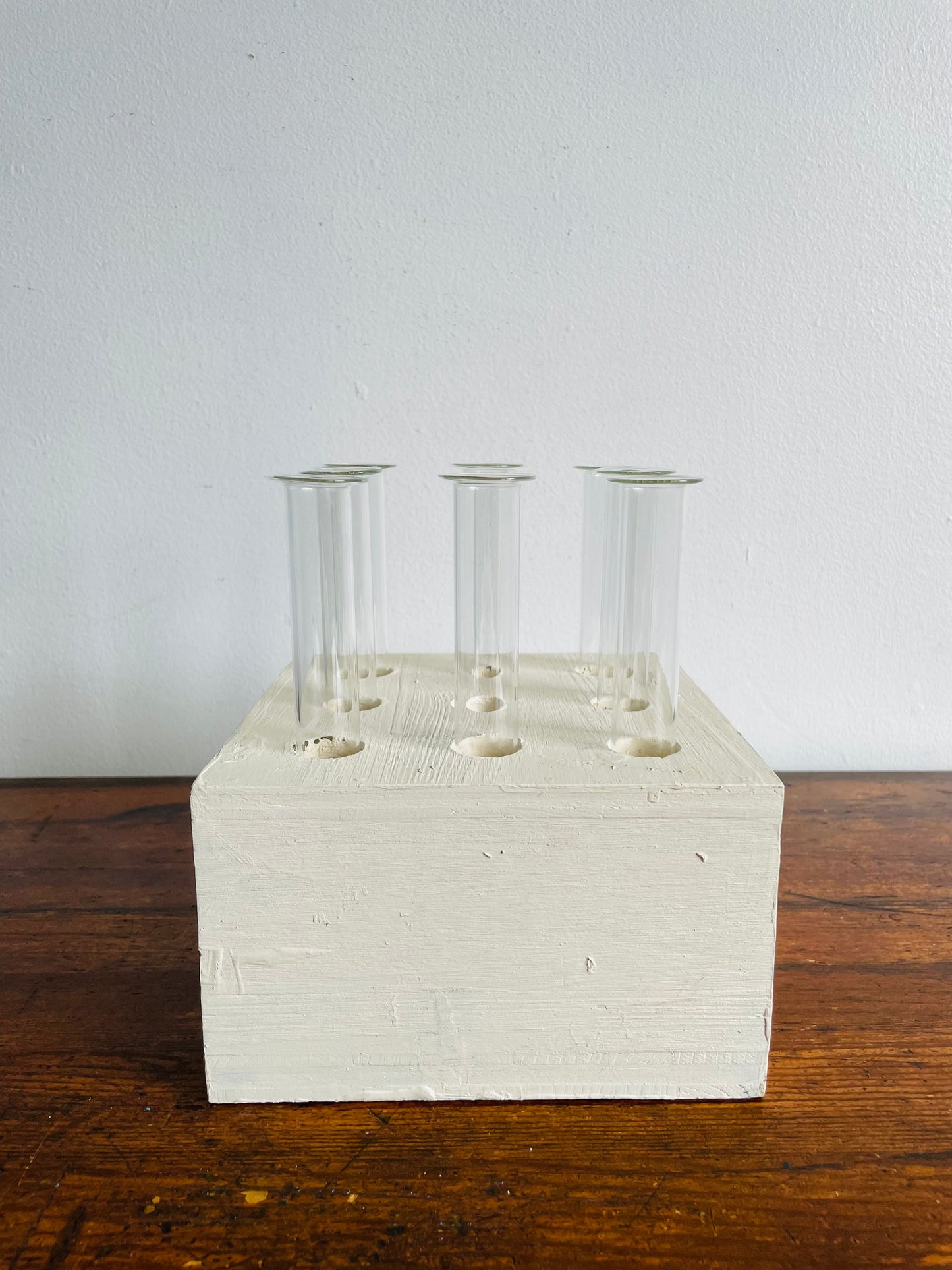 Handmade Wood Propagation Station with 8 Glass Test Tube Inserts