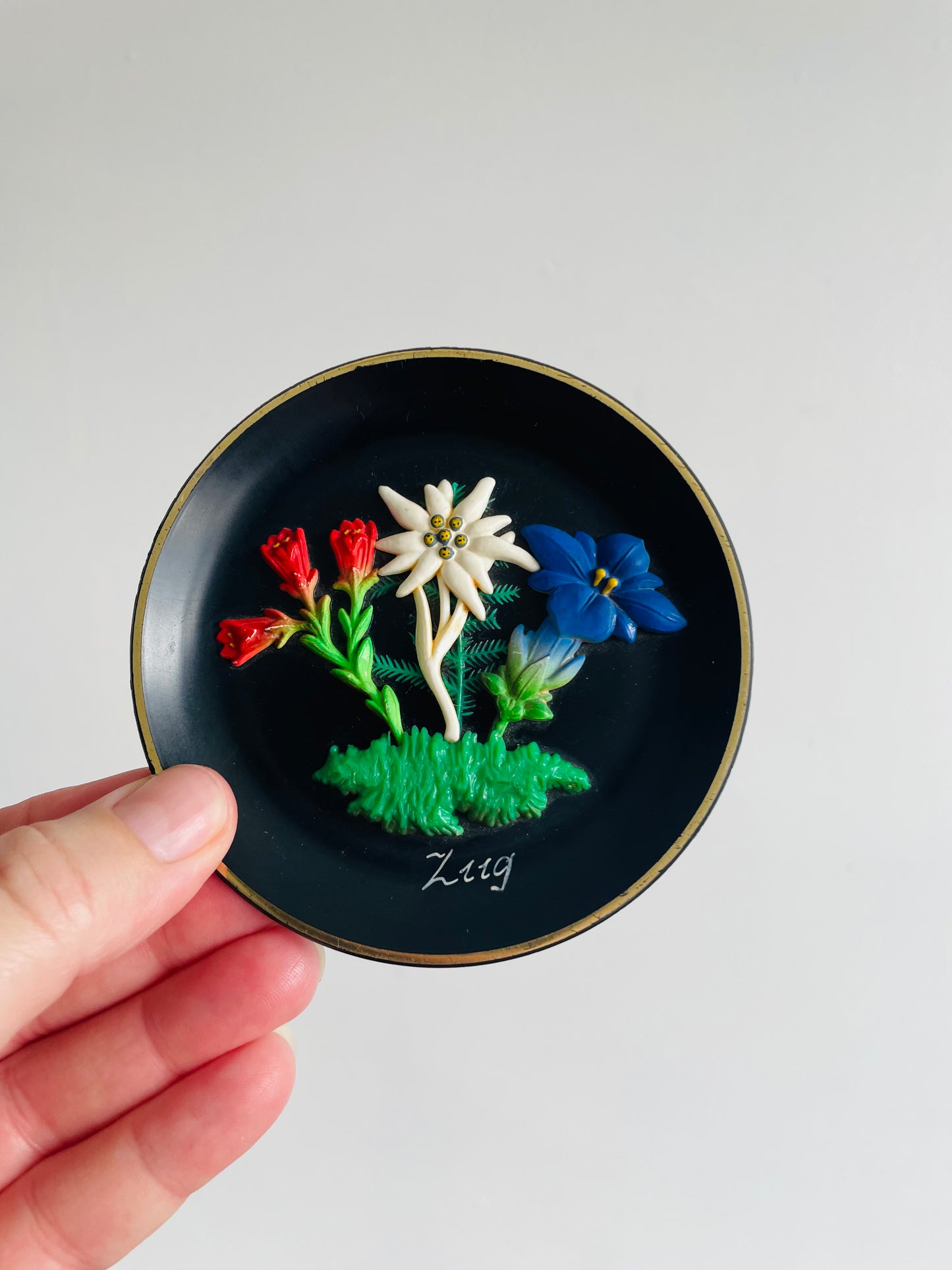 Black Floral Wall Hanging Plates from Zug Switzerland