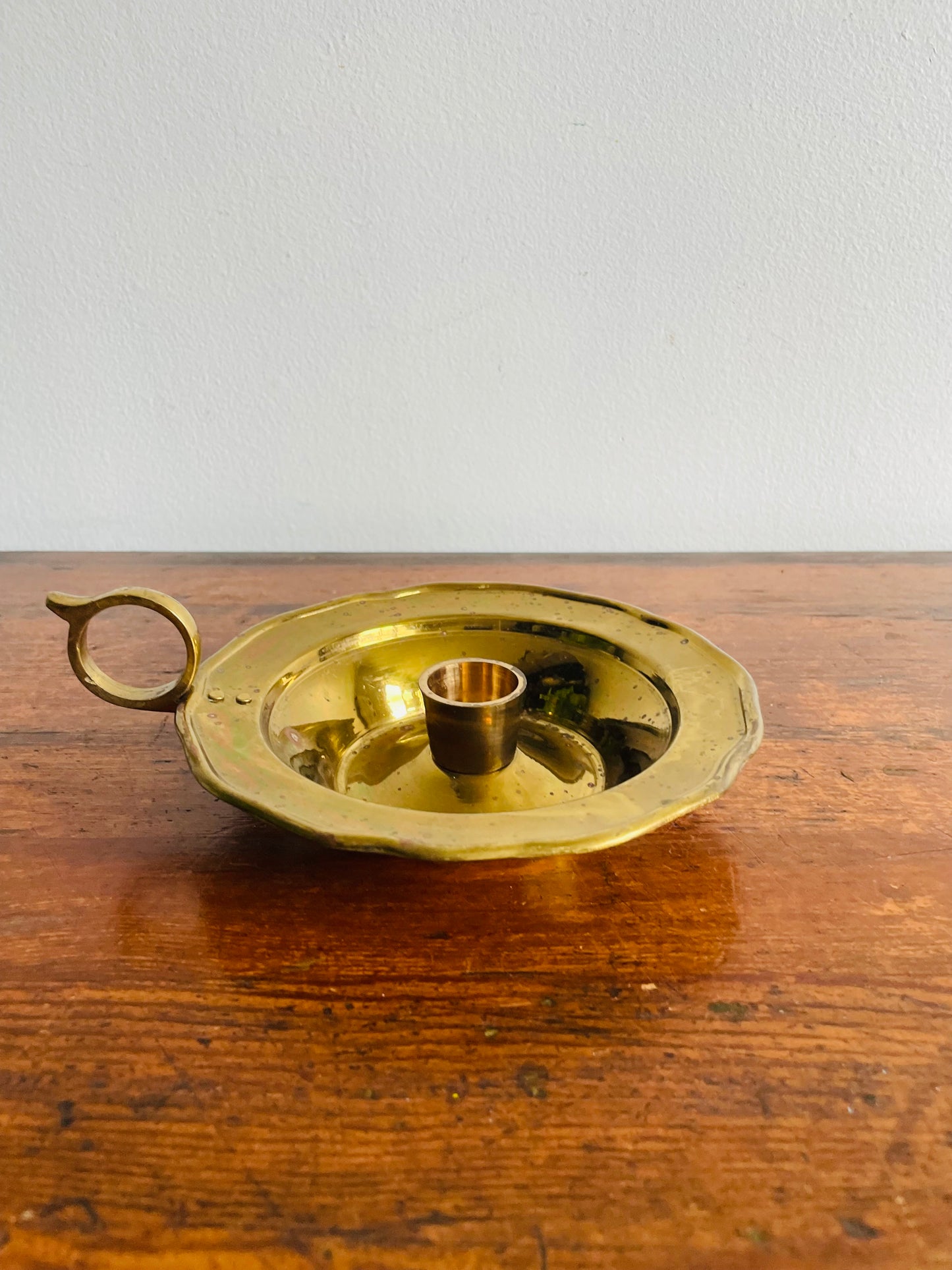 Brass Chamberstick Candle Holder with Dish - Made in India