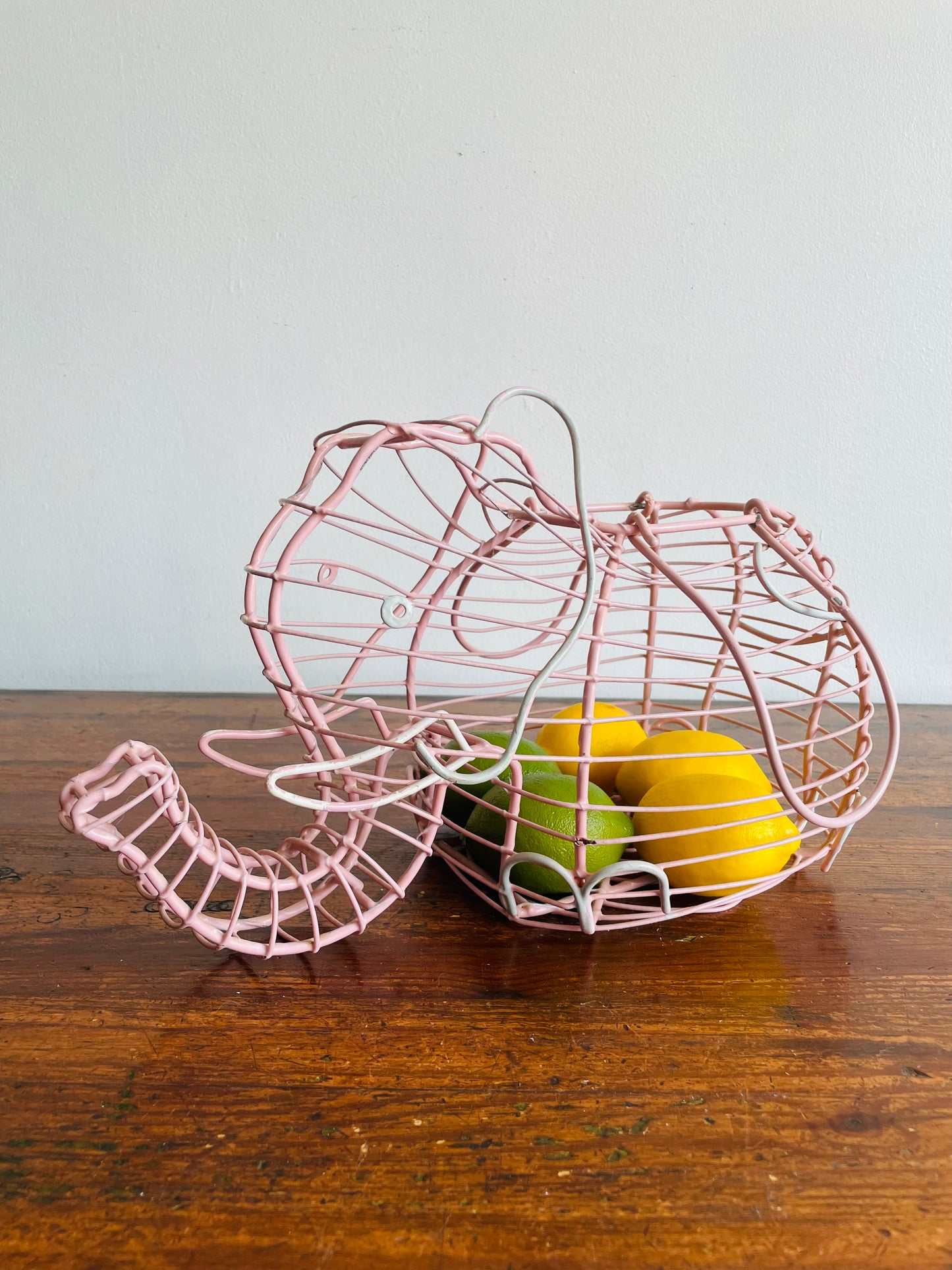 Pink Metal Elephant Egg Basket - Great for Eggs, Fruit, Vegetables, Plant, or Easter!