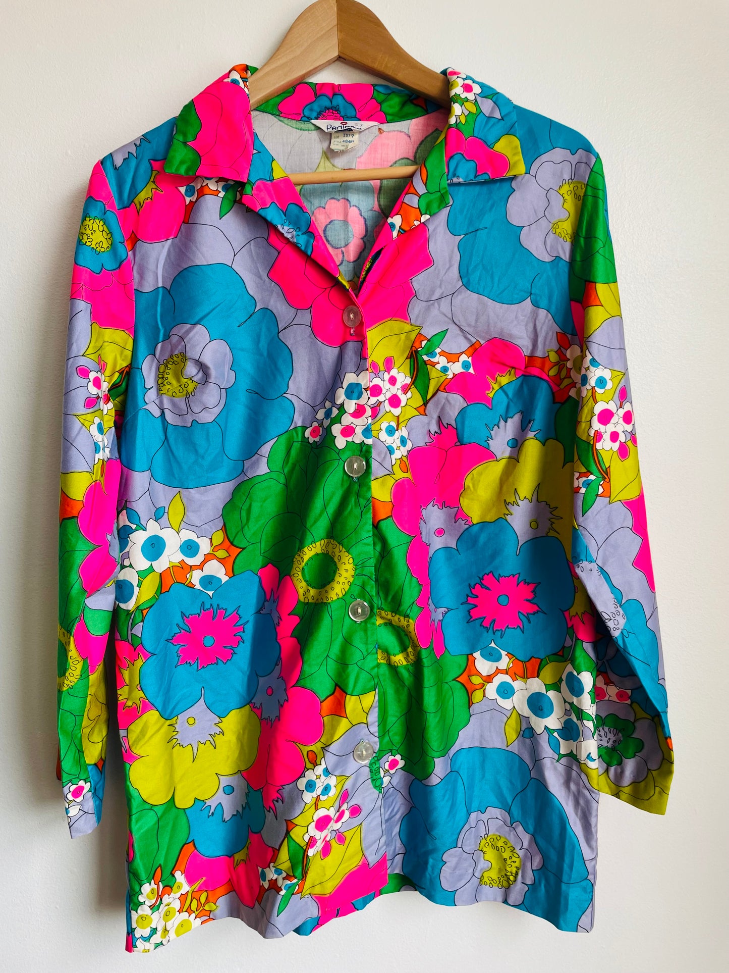 Super Groovy Flower Power Pedigree Montreal Button-Up Shirt - Perhaps Originally a Pyjama Shirt