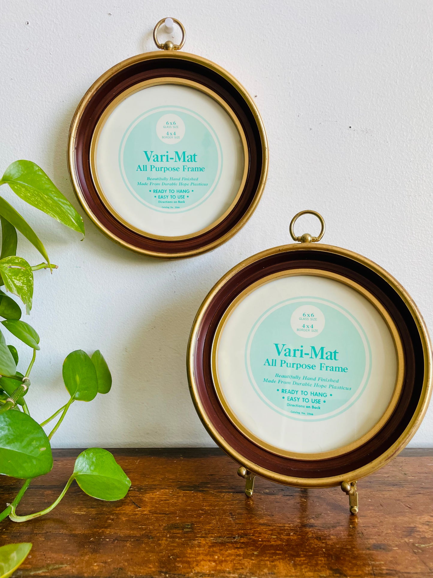 Vintage Round Gold & Brown Vari-Mat All Purpose Picture Frames - Hope Picture & Frame Co. Michigan - Set of 2