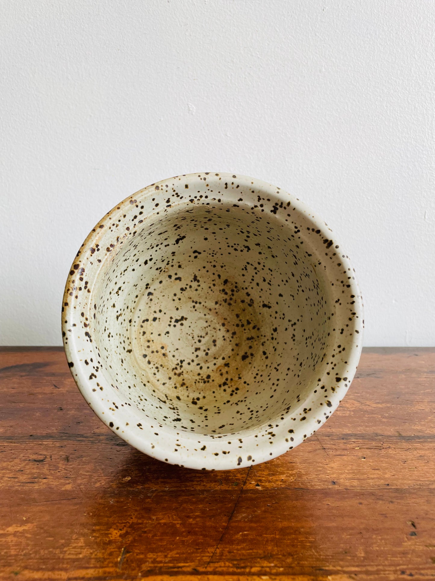 Studio Pottery Speckled Planter Pot with Groove Handles