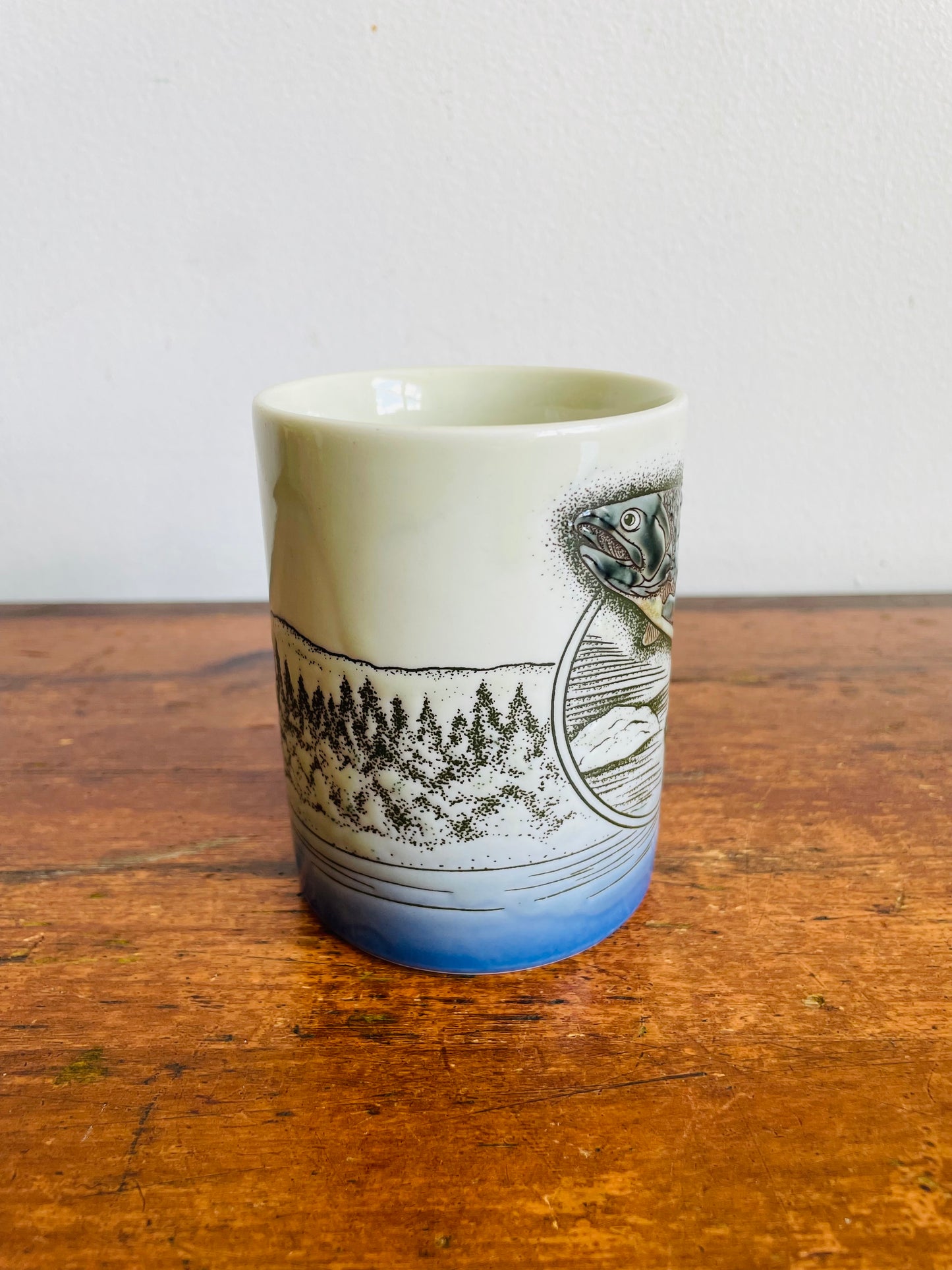 Vintage Jumping Trout Fish in Lake & Nature Mug - Otagiri Style