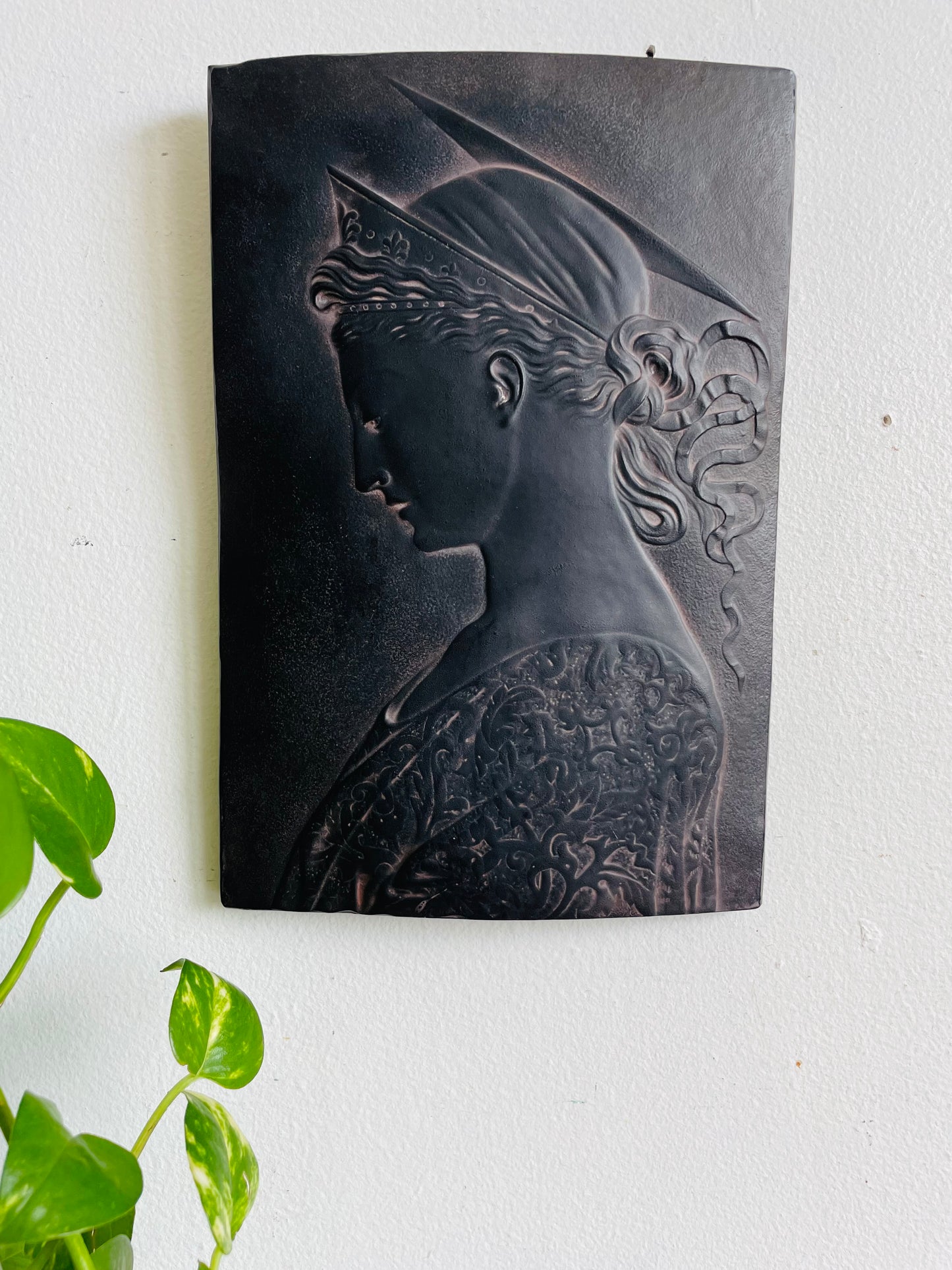 Vintage 1989 Facsimilies Ltd. Saint Cecilia Wall Hanging Plaque Picture - Patron Saint of Music & Musicians - Reproduced from Donatello's Bronze Relief Sculpture