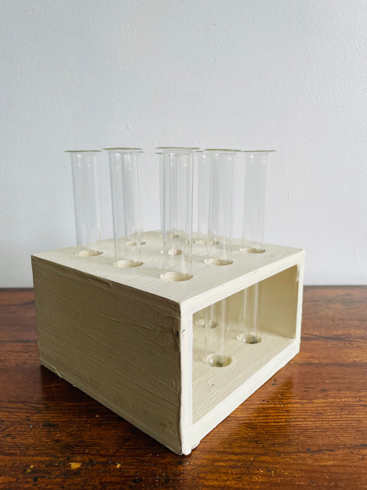 Handmade Wood Propagation Station with 8 Glass Test Tube Inserts