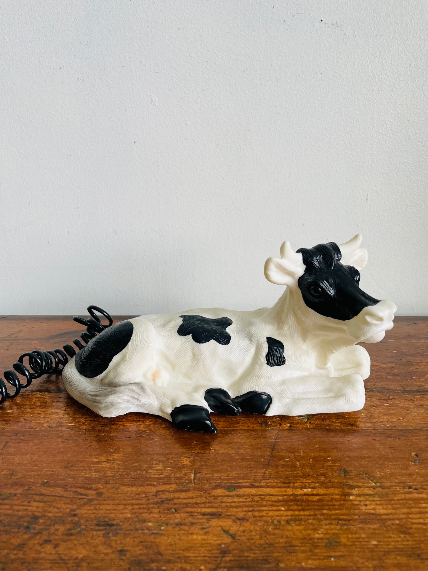 Vintage 1980s Roger's Moo Moo Black & White Cow Phone - Tested / Works - Moos When Someone Calls You!