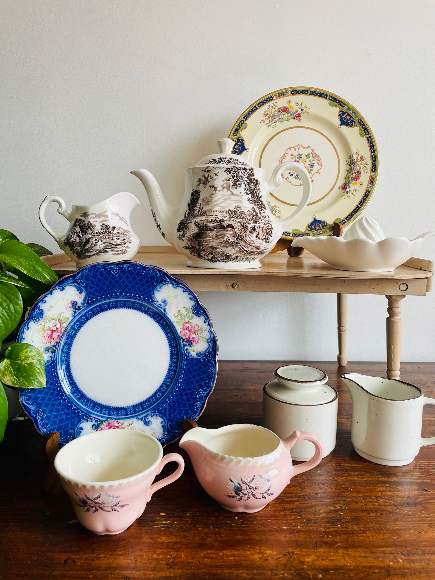 Harkerware Pink Corinthian Tea Cup & Creamer Set - 2 Pieces - Made in USA