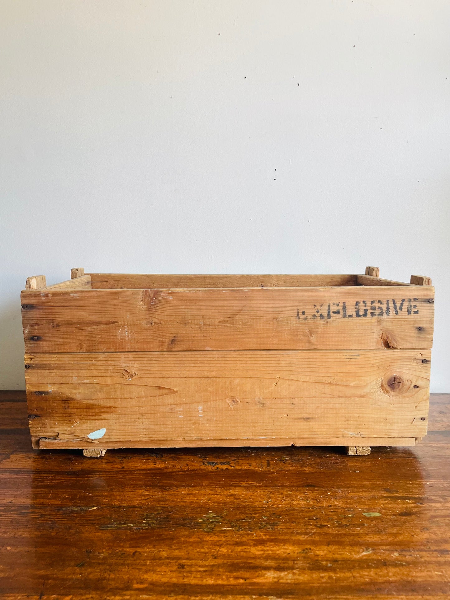 Vintage Large Wood Military Storage Crate with German Stencilled Writing - "Handfeuerwaffen Munition" (Handgun Ammunition)